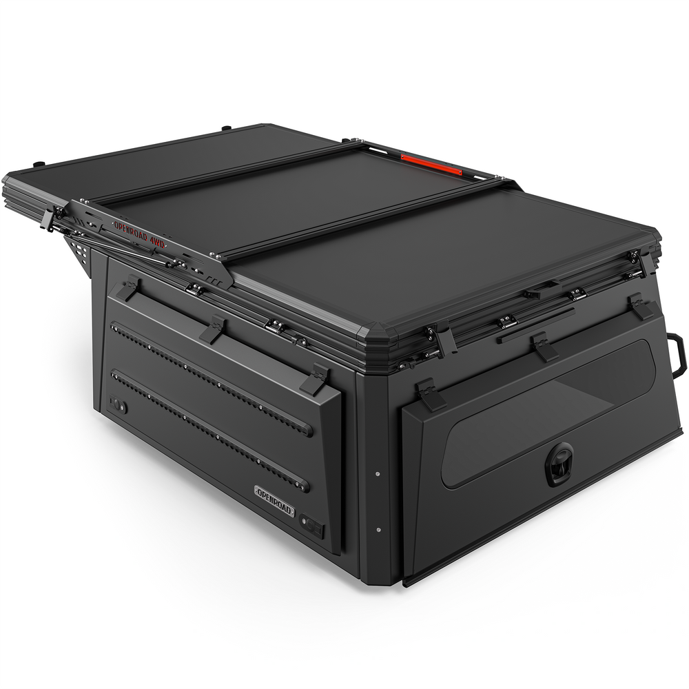 OPENROAD Aluminum Truck Topper with Integrated Rooftop Tent — Lightweight 4-Season Overland Camper Openroad4wd