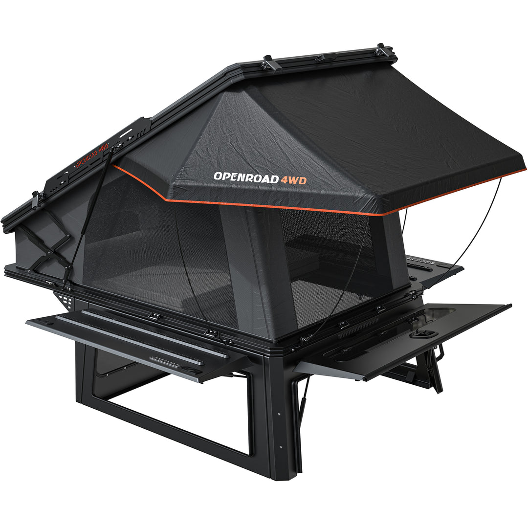 OPENROAD Aluminum Truck Topper with Integrated Rooftop Tent — Lightweight 4-Season Overland Camper Openroad4wd