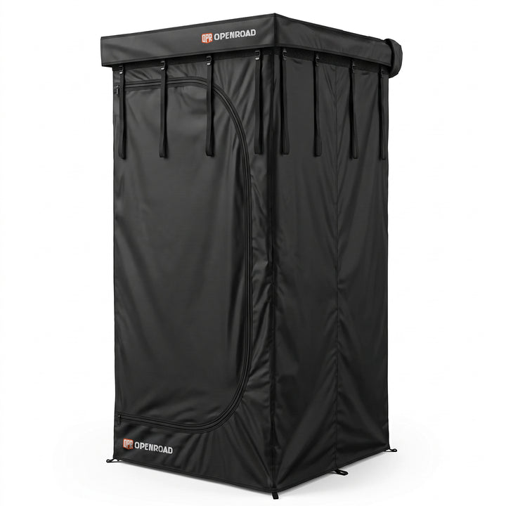OPENROAD Truck Cap with Aluminum Hard Shell Roof Top Tent with 270 Awning with 270 Awning Side Wall with Shower Awning V2 with Roof Rack Crossbars with 5 Gal Water Tank with Water Heater with Storage Case – 50L Openroad4wd