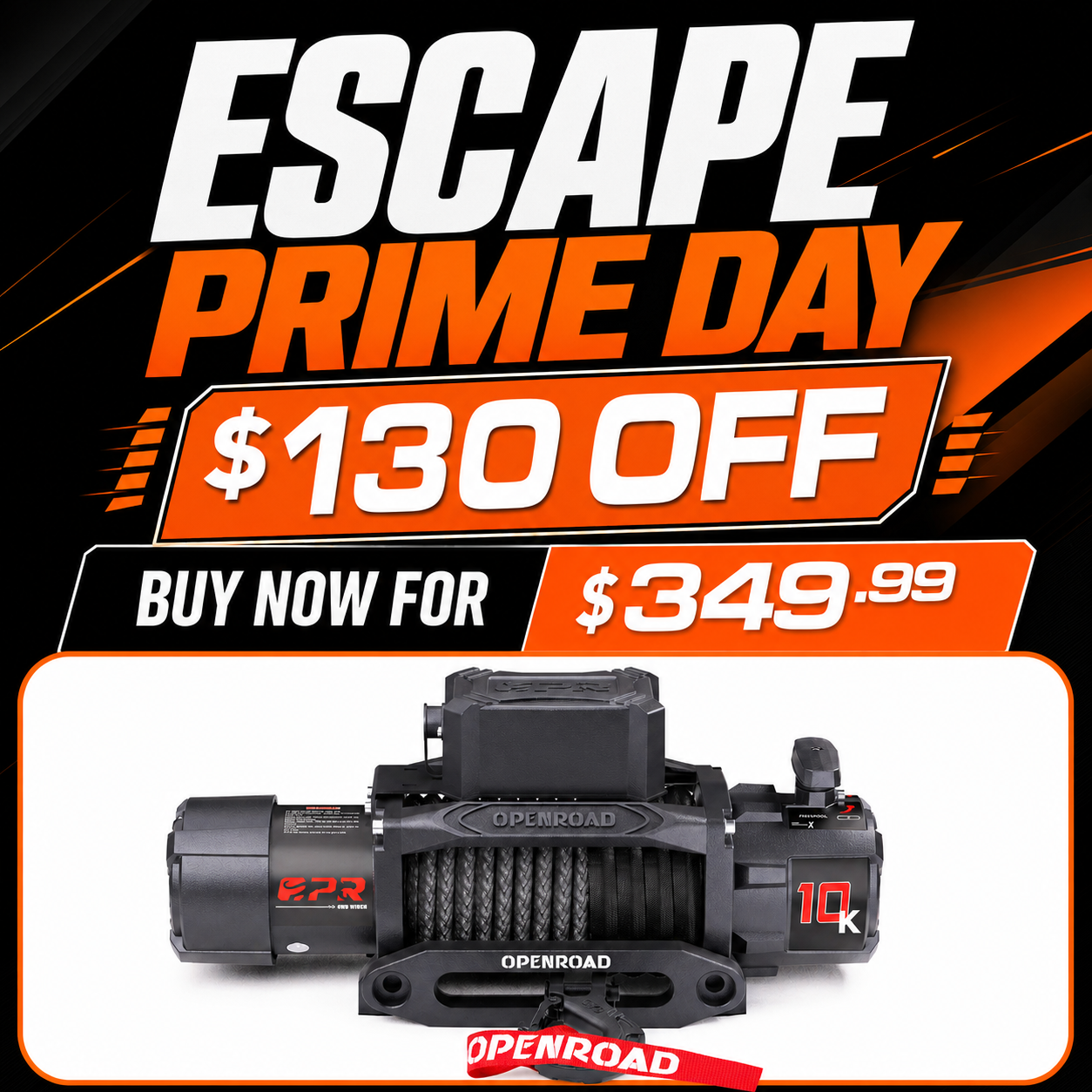 OPENROAD 10,000lbs Electric Winch with Synthetic Rope-Panther Series 3S