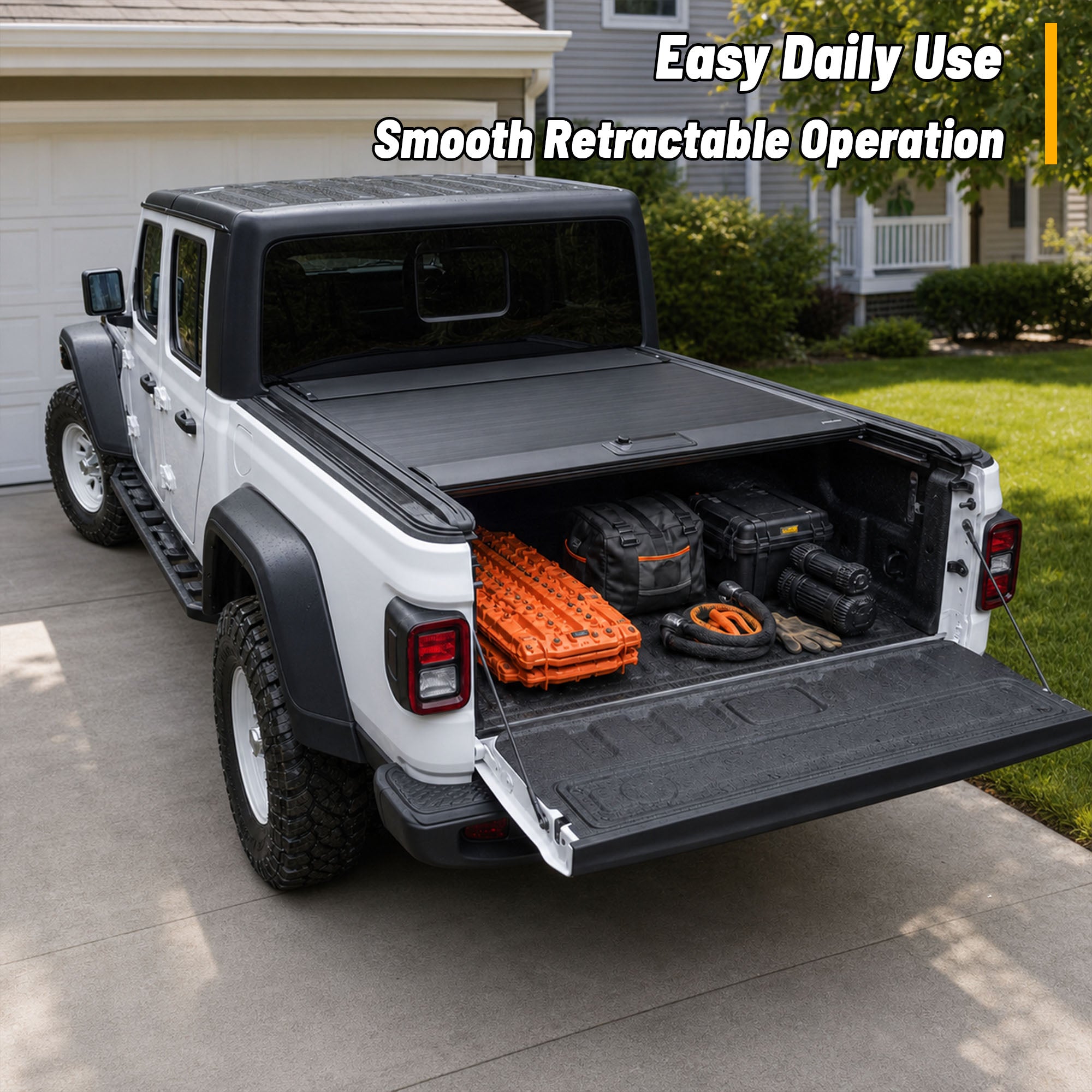 OPENROAD Aluminum Retractable Tonneau Cover for Jeep Gladiator (2019-2026) 5ft With handle Openroad4wd