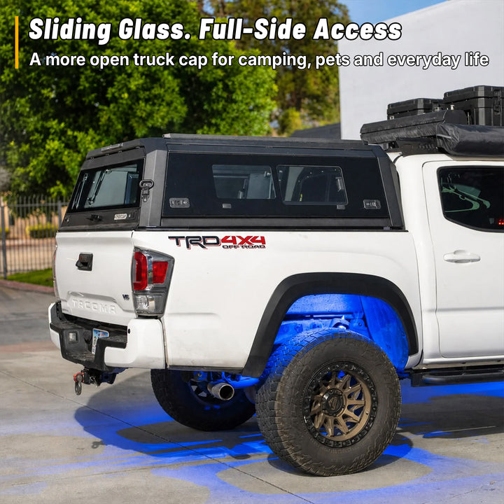 OPENROAD Sliding Glass Side Truck Cap for Toyota Tacoma (2016-2023) – 5ft Bed Openroad4wd