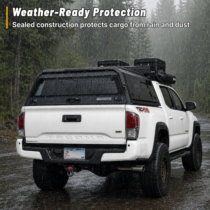 OPENROAD Sliding Glass Side Truck Cap for Toyota Tacoma (2016-2023) – 5ft Bed Openroad4wd