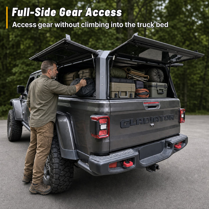 OPENROAD Sliding Glass Side Truck Cap for Jeep Gladiator 2019-2026 Openroad4wd