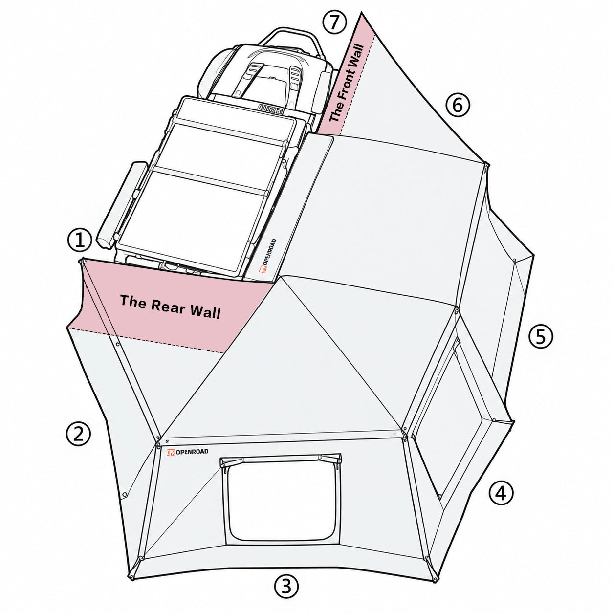 OPENROAD 270 Degree Awning XL Sidewalls Openroad4wd