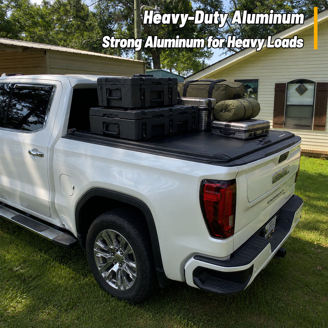 OPENROAD Aluminum Retractable Tonneau Cover for Chevy Silverado / Sierra 1500 (2019–2026) 5.8ft With Handle Openroad4wd