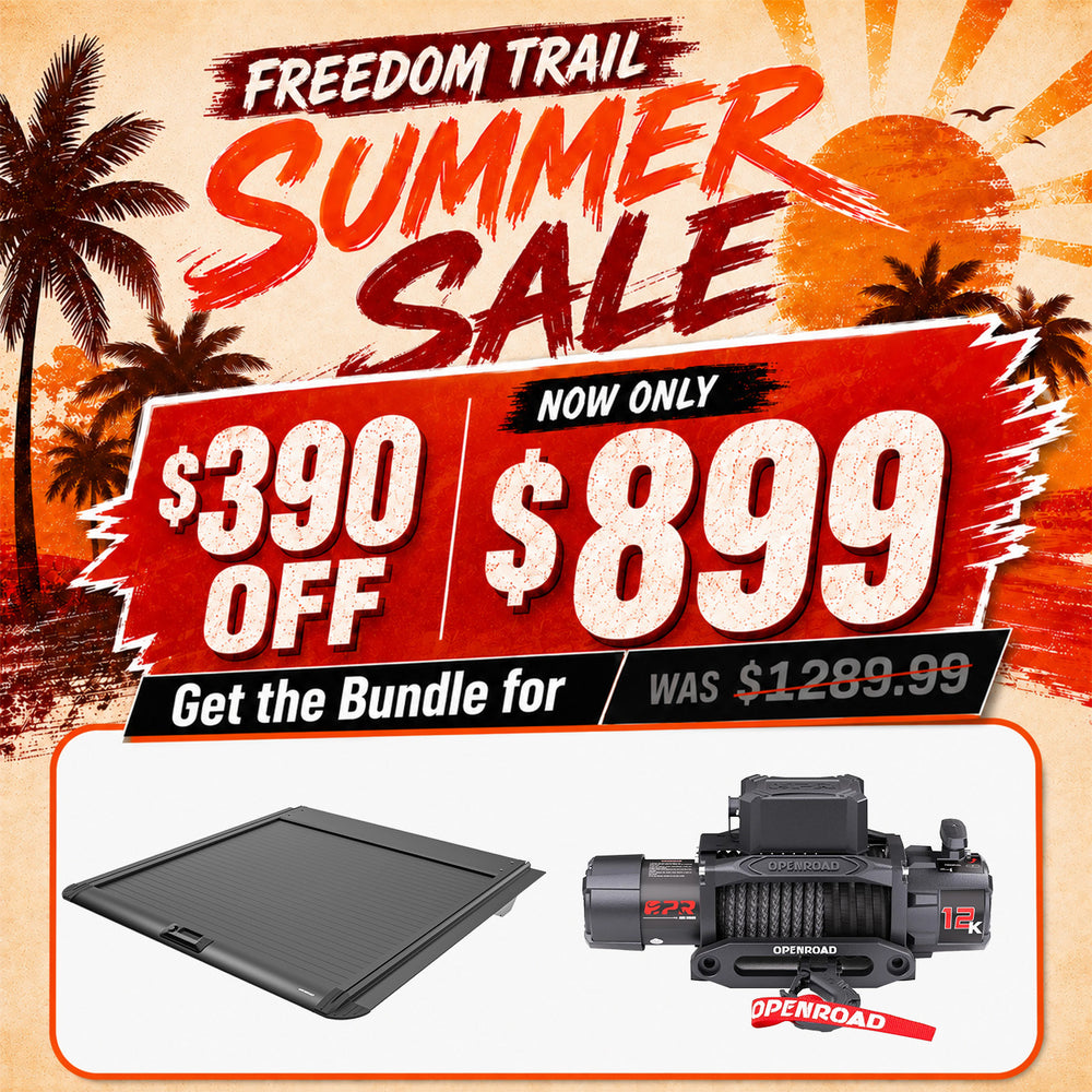 OPENROAD Aluminum Retractable Tonneau Cover with 12,000lbs Electric Winch Openroad4wd