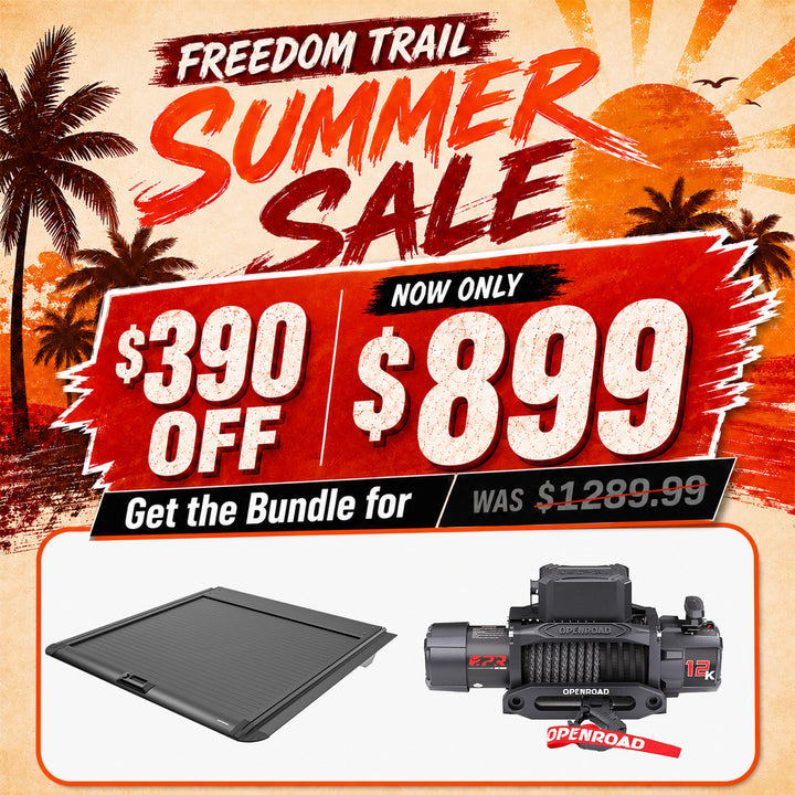 OPENROAD Aluminum Retractable Tonneau Cover with 12,000lbs Electric Winch Openroad4wd