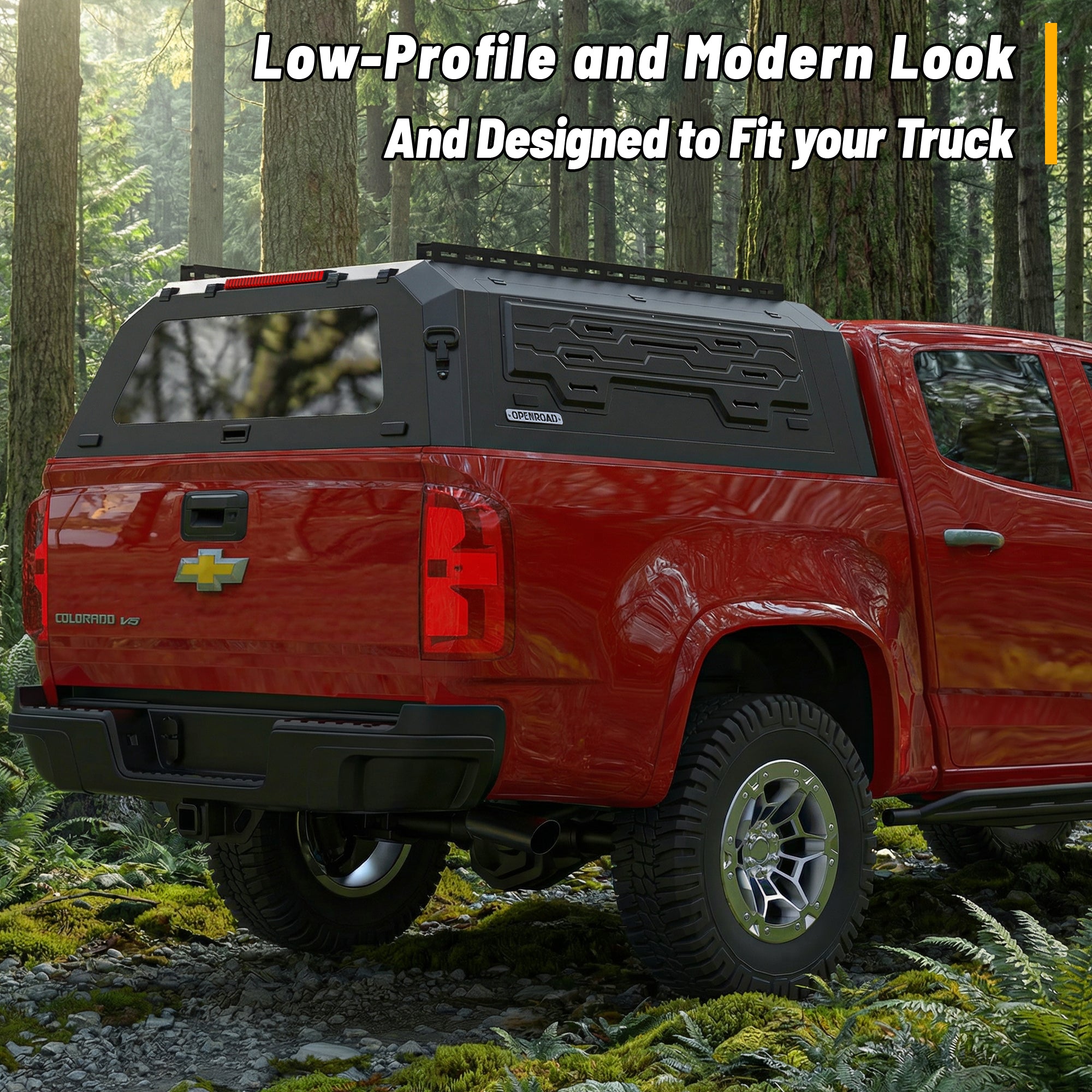 OPENROAD Aluminum Truck Cap for Chevy Colorado/GMC Canyon (2015-2022) – 5ft Bed Openroad4wd