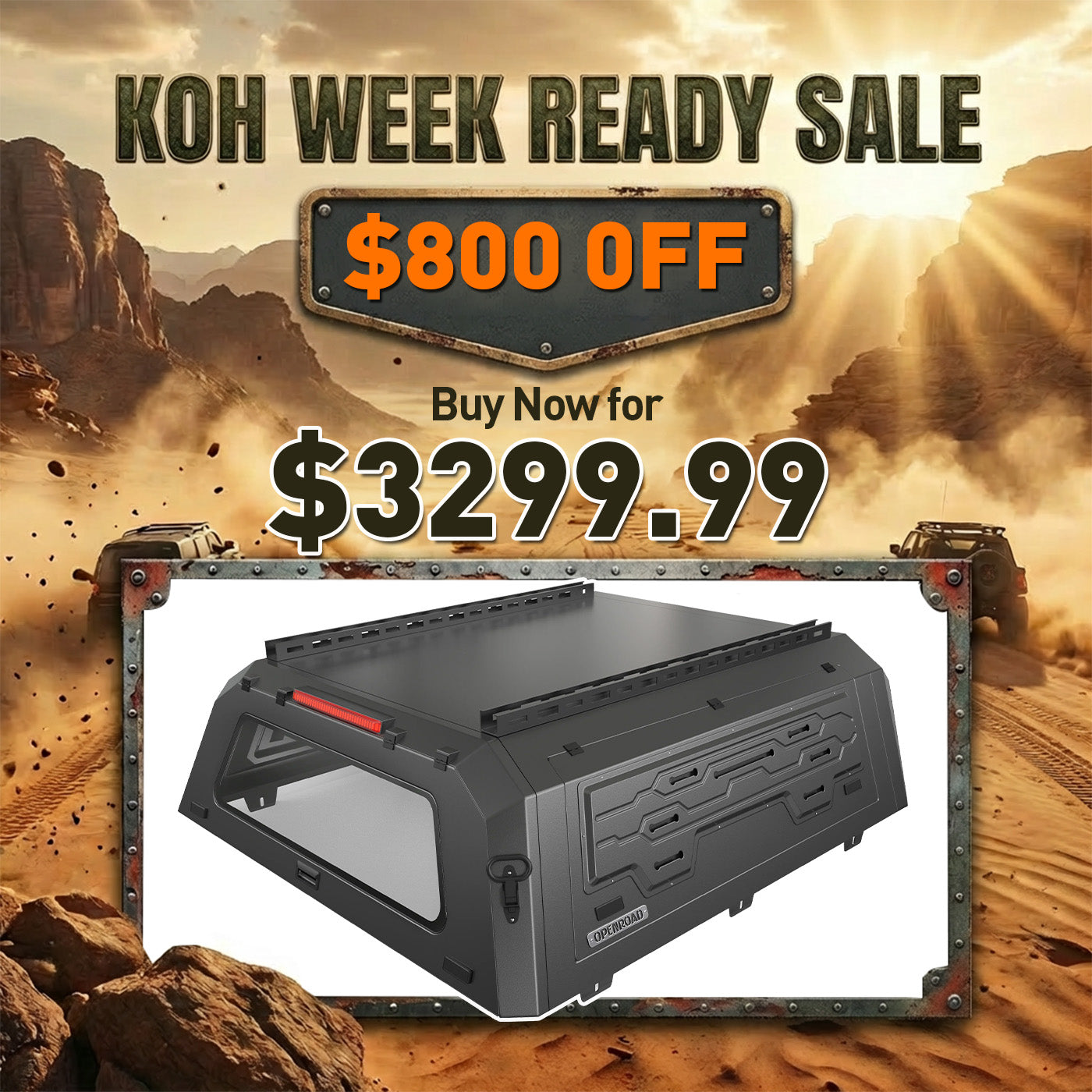 OPENROAD Aluminum Truck Cap for RAM 2500/3500 (2009-2026) – 6.4ft Bed Openroad4wd