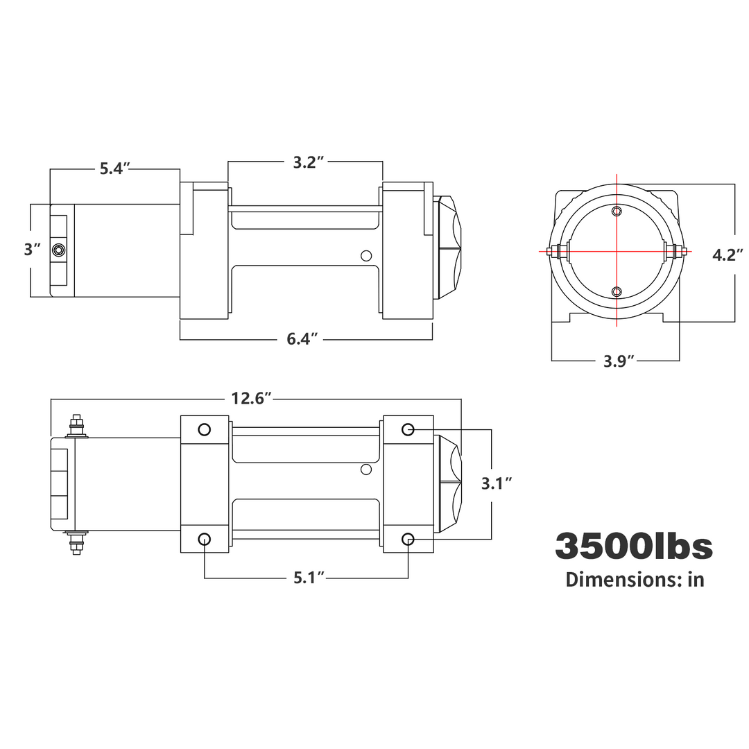 OPENROAD  3500lbs 12 Volts Electric Winch for ATV winch OPENROAD   