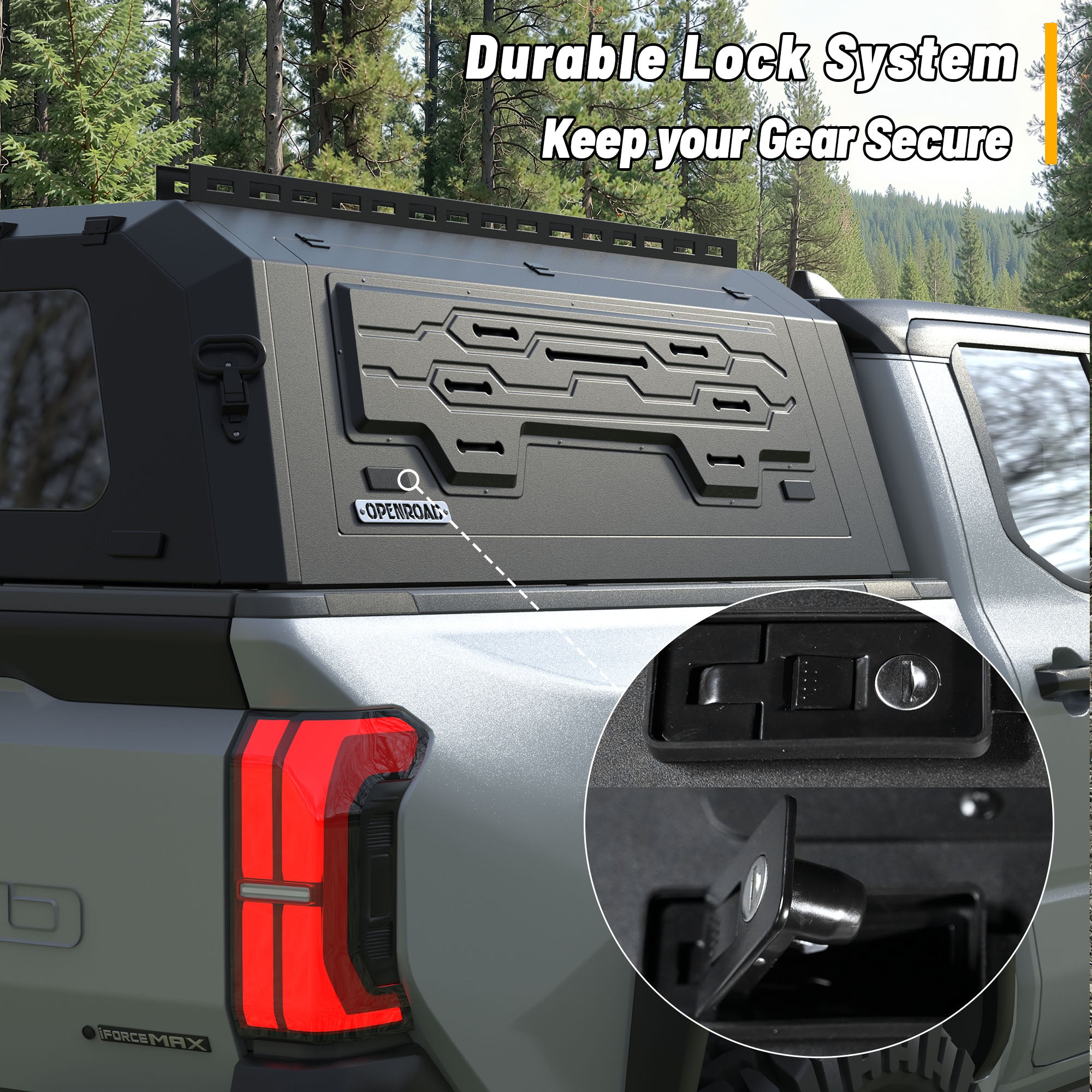 OPENROAD Aluminum Truck Cap for Toyota Tacoma (2024-2026) – 6ft Bed Openroad4wd