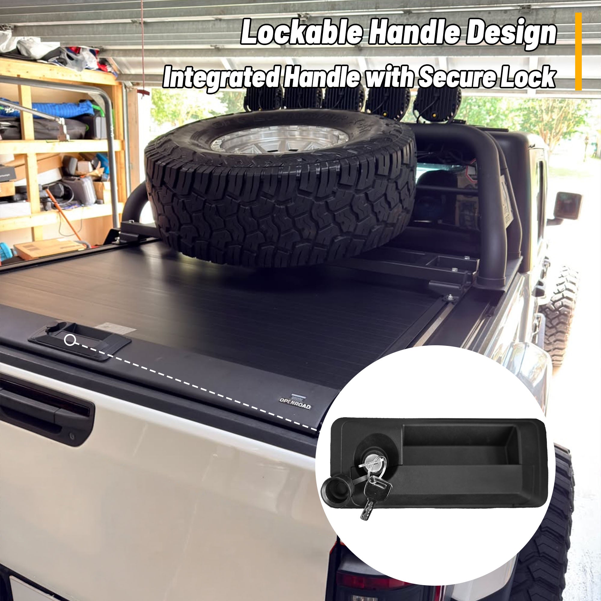 OPENROAD Aluminum Retractable Tonneau Cover for Jeep Gladiator (2019-2026) 5ft With handle Openroad4wd