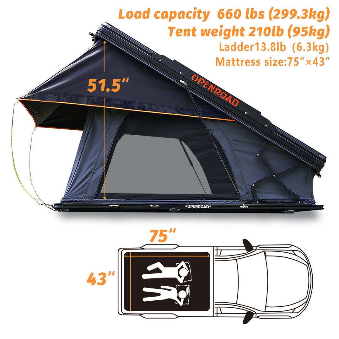 OPENROAD Aluminum Hard Shell Roof Top Tent - PeakRoof Series  openroad4wd.com   