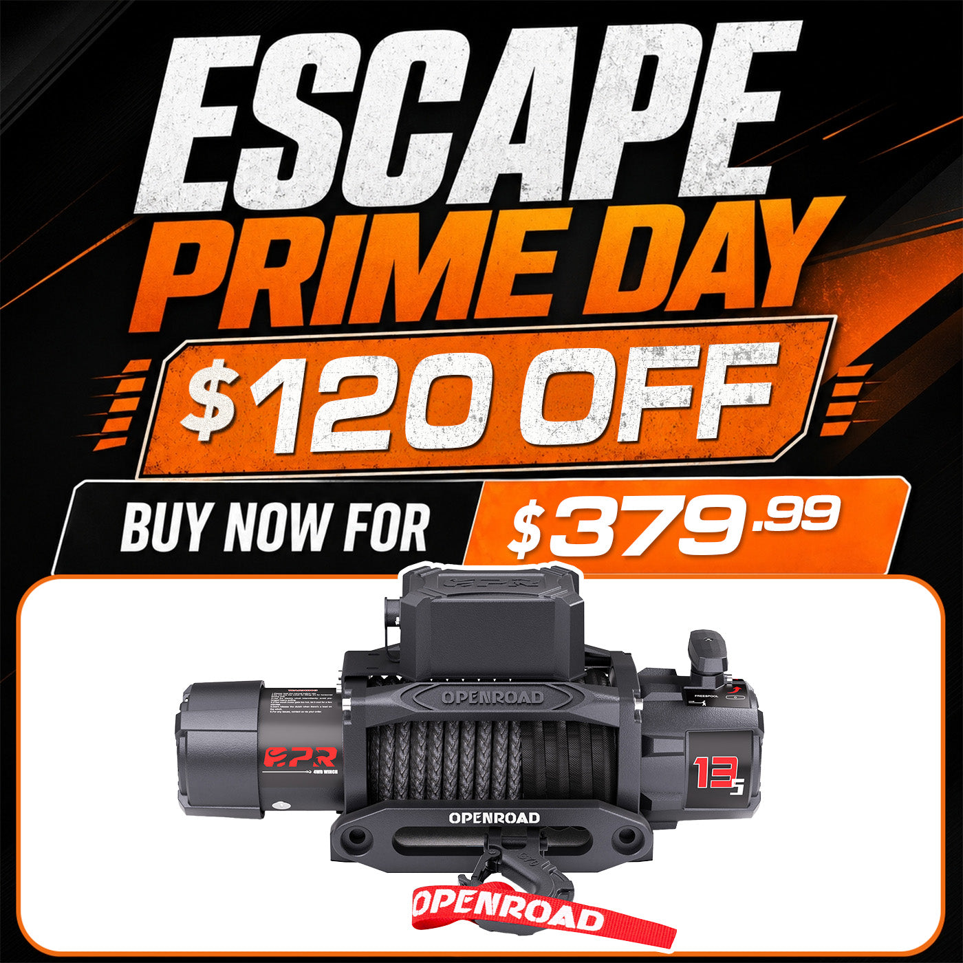 OPENROAD 13,500lbs electric winch with Synthetic Rope - Panther Series 3S winch Openroad4wd