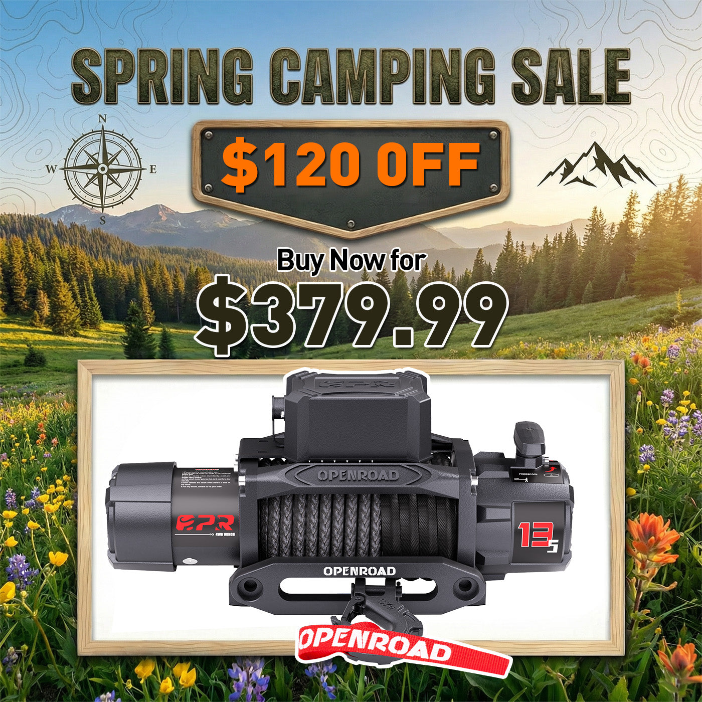 OPENROAD 13,500lbs electric winch with Synthetic Rope - Panther Series 3S