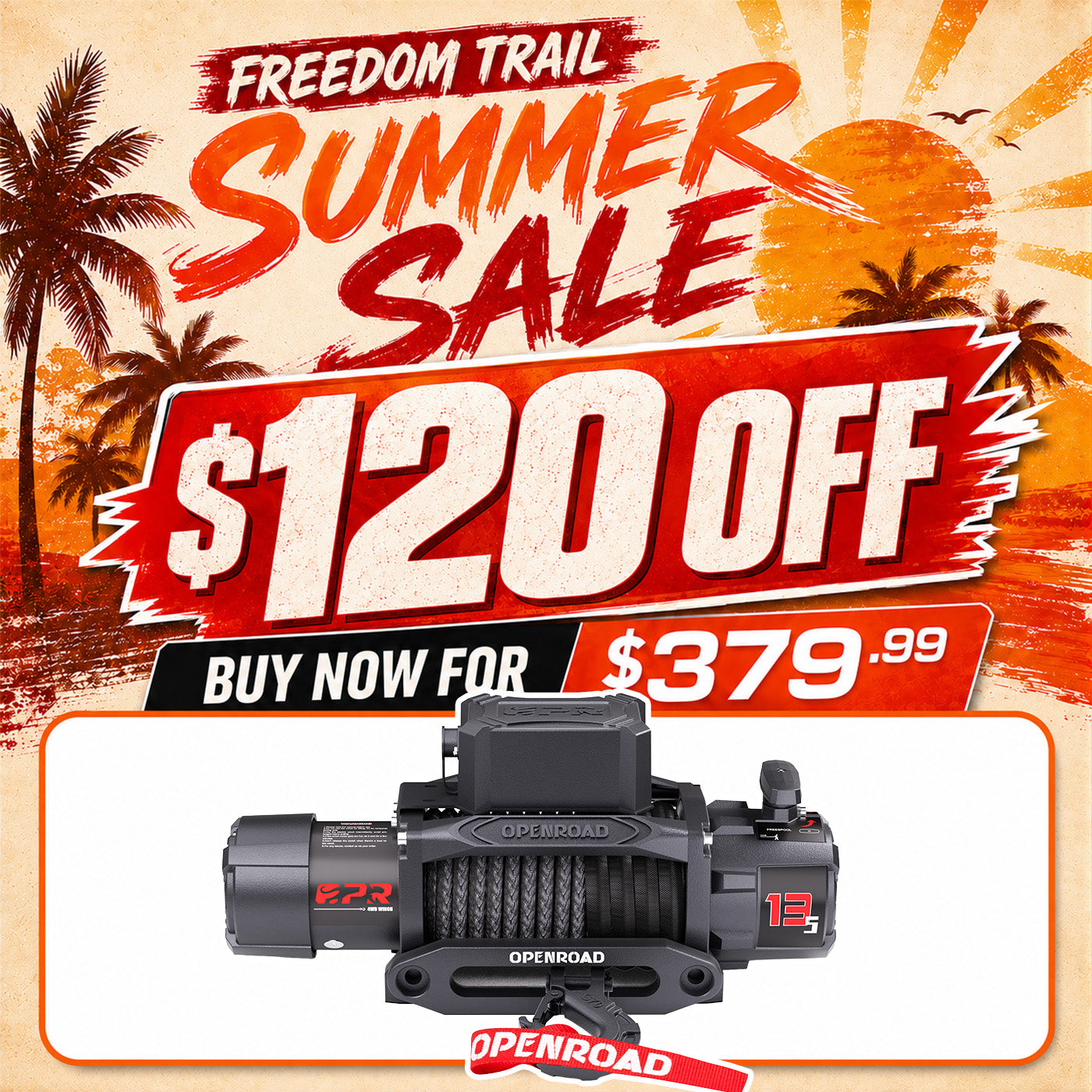 OPENROAD 13,500lbs electric winch with Synthetic Rope - Panther Series 3S winch Openroad4wd