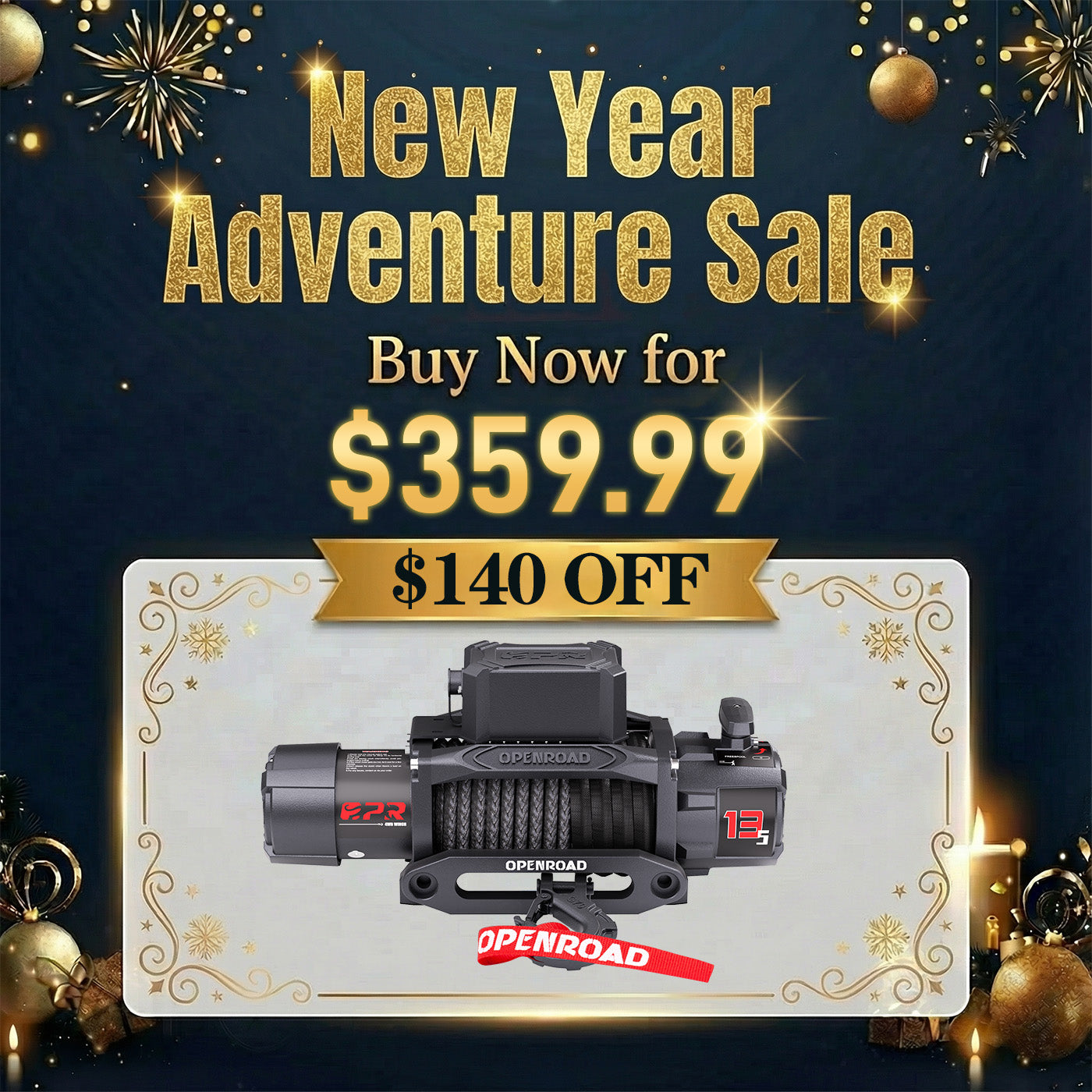 OPENROAD 13,500lbs electric winch with Synthetic Rope - Panther Series 3S