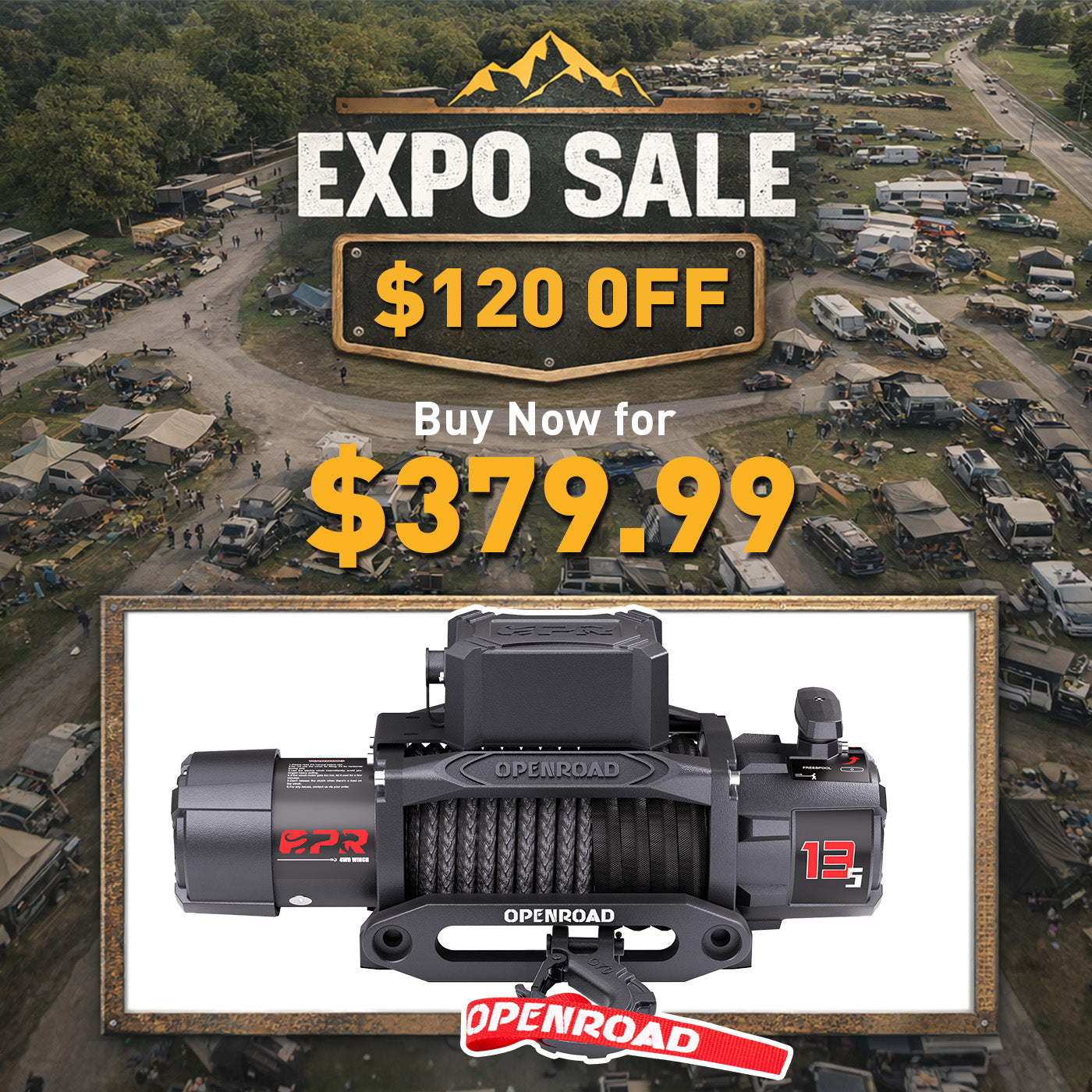 OPENROAD 13,500lbs electric winch with Synthetic Rope - Panther Series 3S winch Openroad4wd