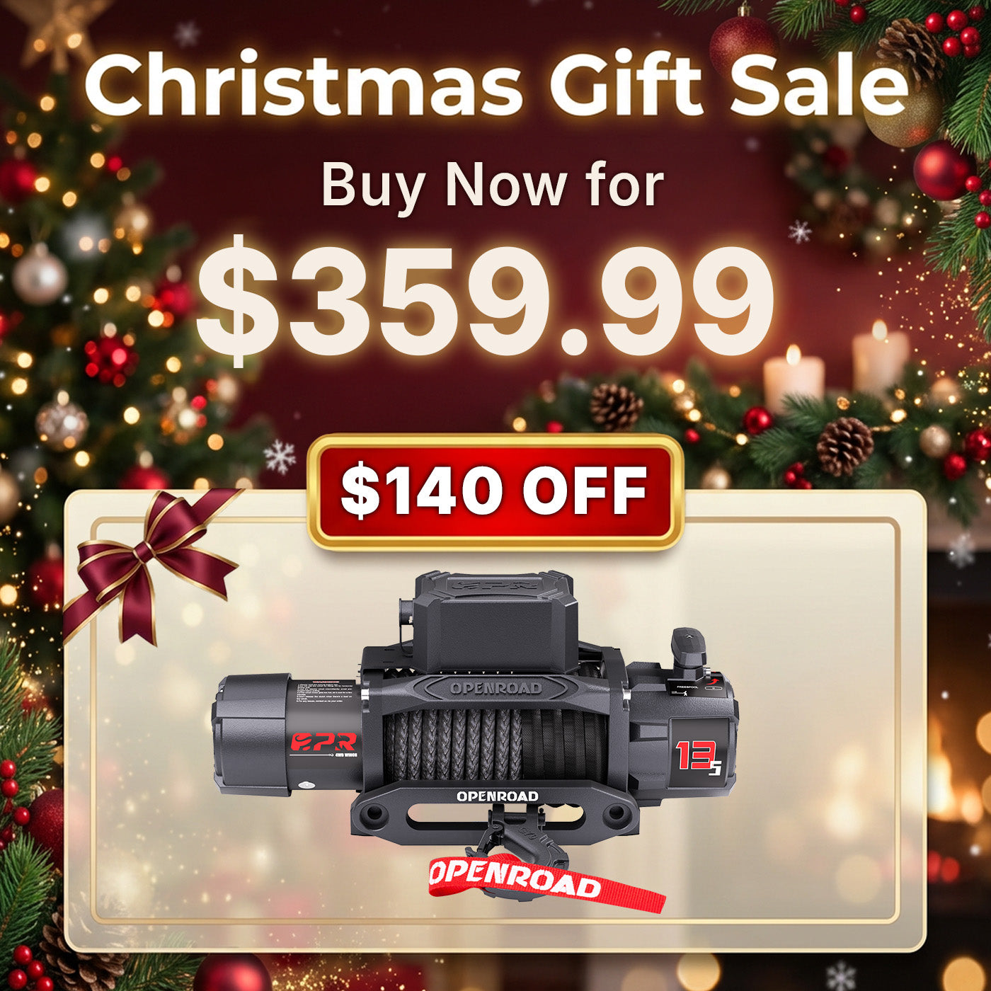 OPENROAD 13,500lbs electric winch with Synthetic Rope - Panther Series 3S winch Openroad4wd