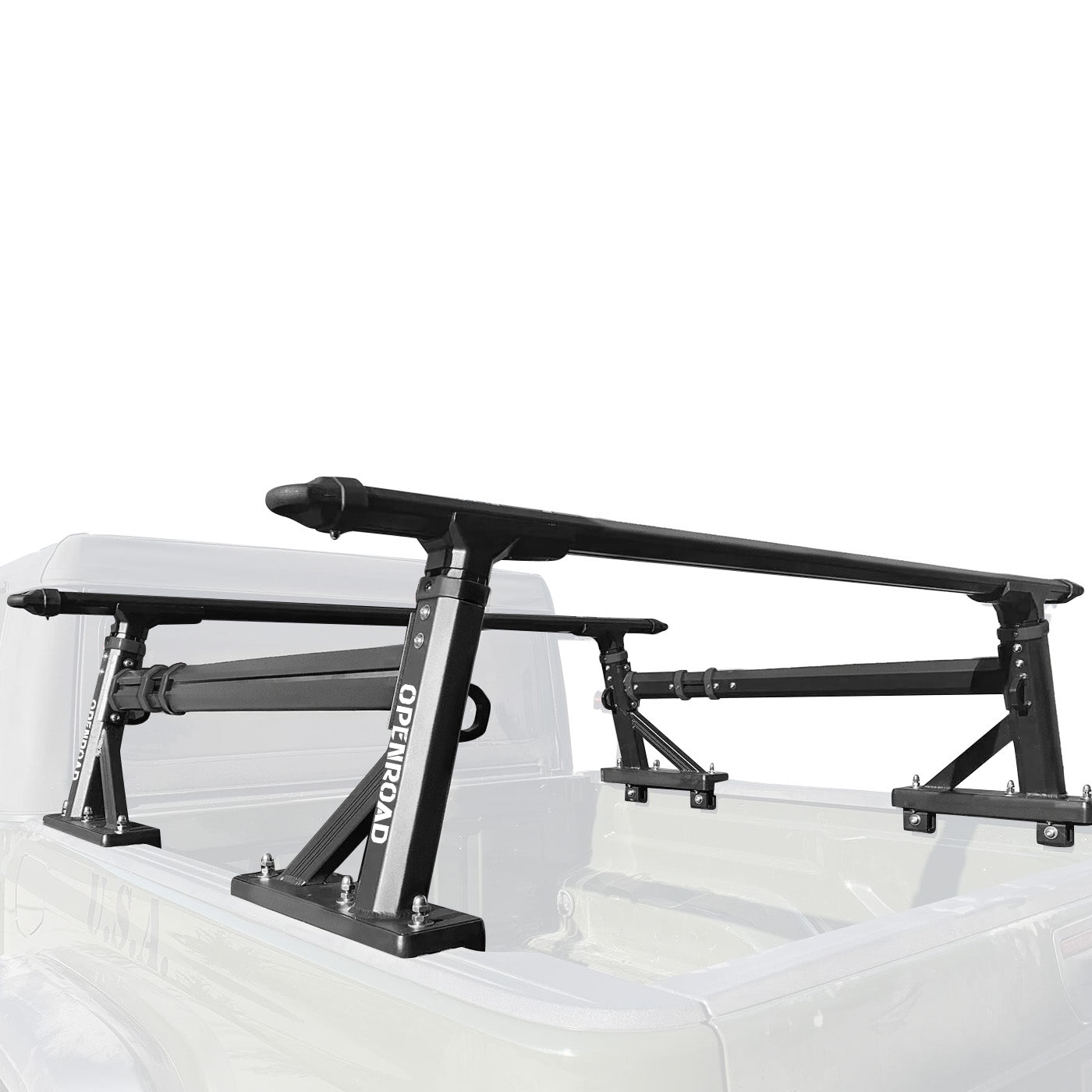 OPENROAD Universal Fit Adjustable Bed Rack for Trucks with Aluminum Retractable Tonneau Cover Openroad4wd