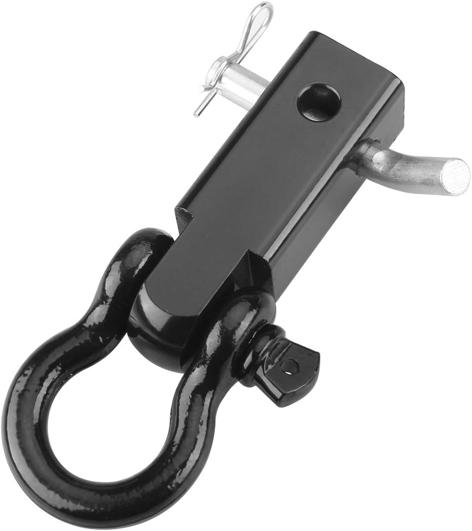 2" Universal Shackle Hitch Receiver with 3/4'' D Ring Shackle, Black Powder Coated, 41850 Lbs Break Strength Openroad4wd