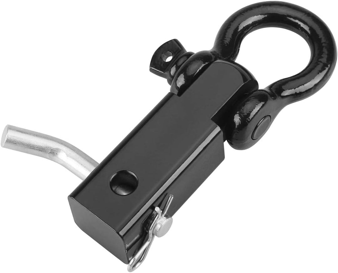 2" Universal Shackle Hitch Receiver with 3/4'' D Ring Shackle, Black Powder Coated, 41850 Lbs Break Strength Openroad4wd