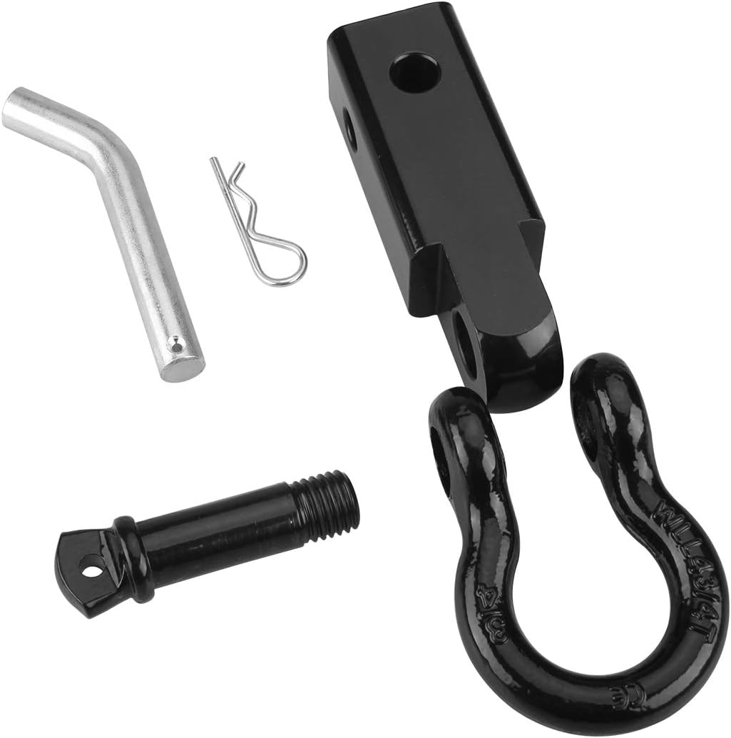 2" Universal Shackle Hitch Receiver with 3/4'' D Ring Shackle, Black Powder Coated, 41850 Lbs Break Strength Openroad4wd