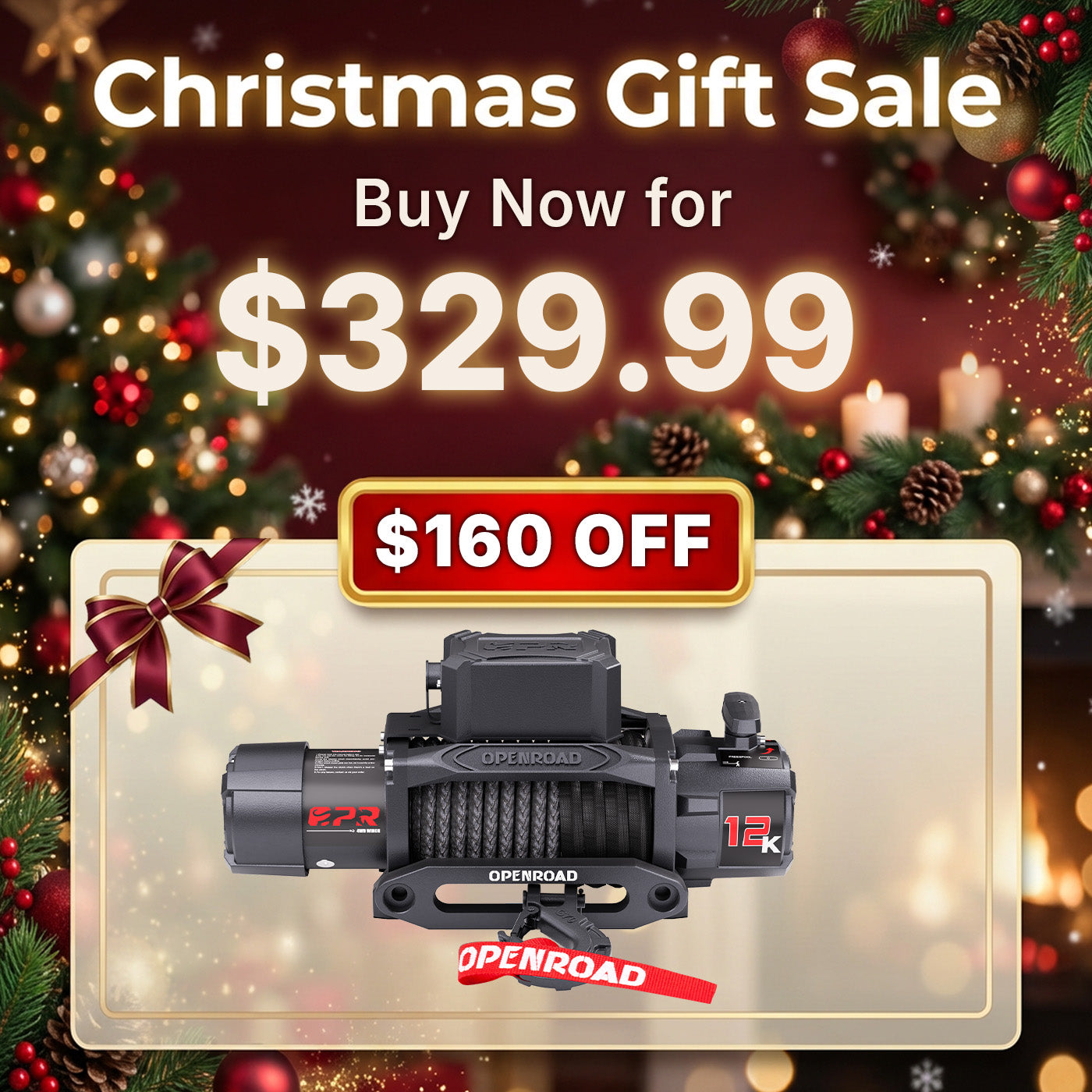 OPENROAD 12,000lbs Electric Winch with Synthetic Rope-Panther Series 3S