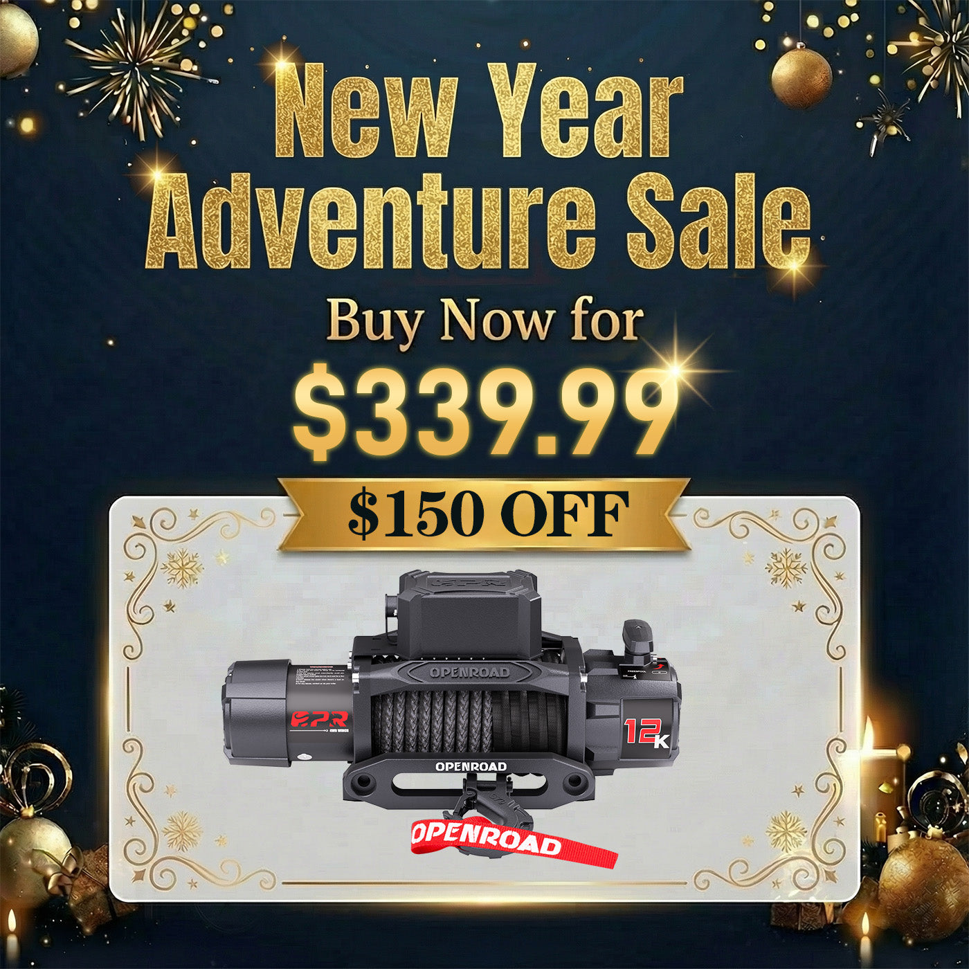 OPENROAD 12,000lbs Electric Winch with Synthetic Rope-Panther Series 3S