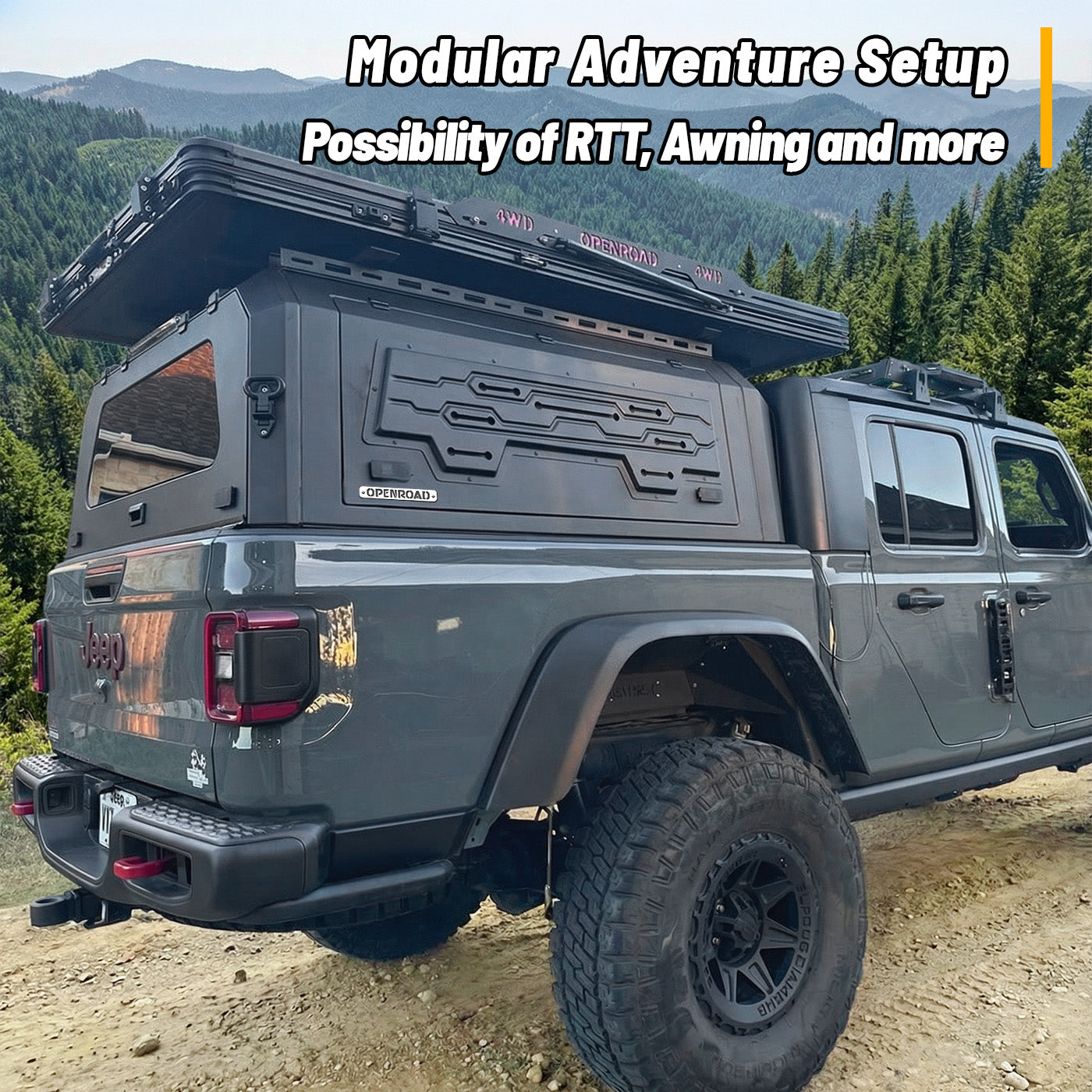 OPENROAD Aluminum Truck Cap with Three-Color Light