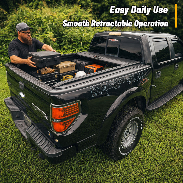 OPENROAD Aluminum Retractable Tonneau Cover for F150 (2004-2026) 5.5ft With handle Openroad4wd