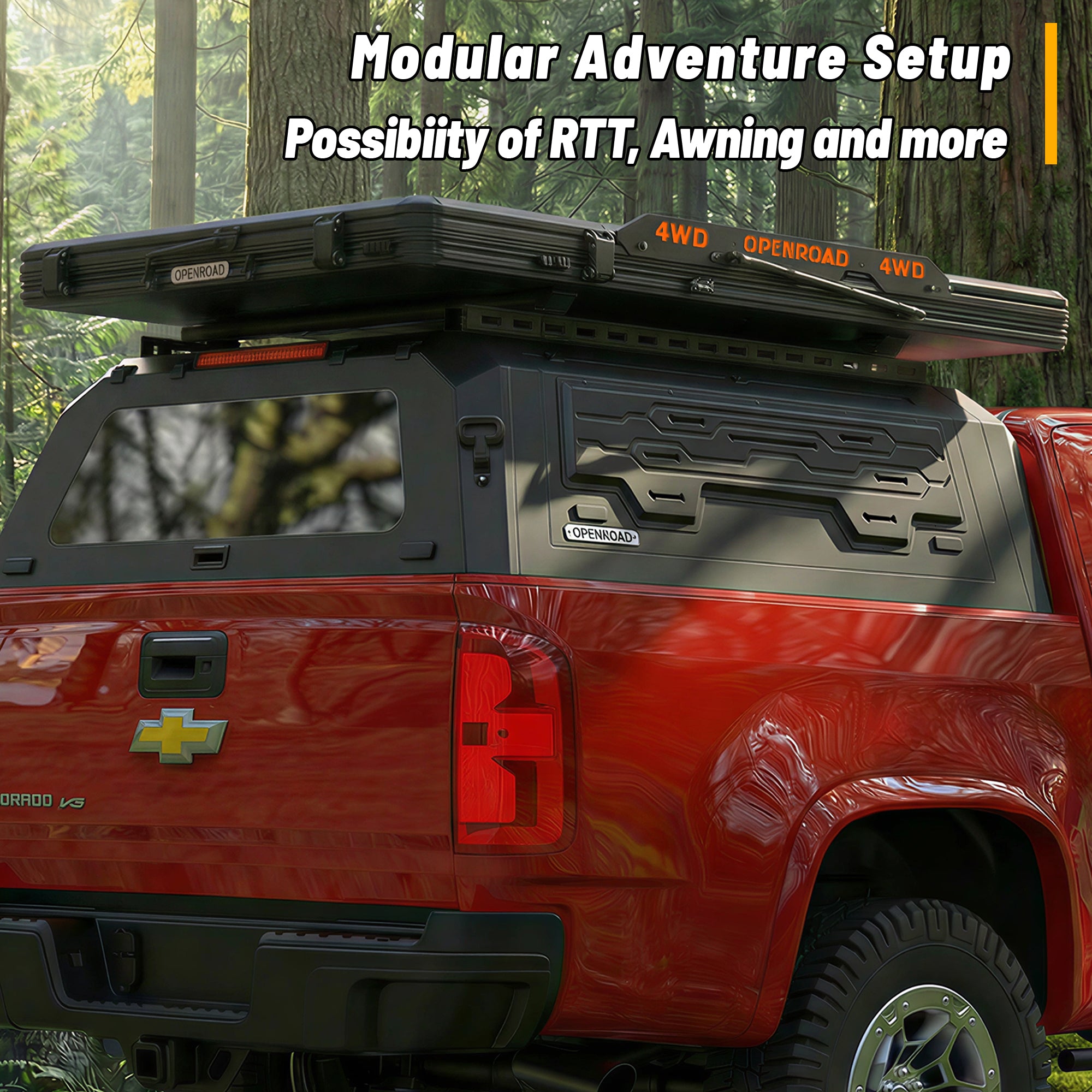 OPENROAD Aluminum Truck Cap for Chevy Colorado/GMC Canyon (2015-2022) – 5ft Bed Openroad4wd