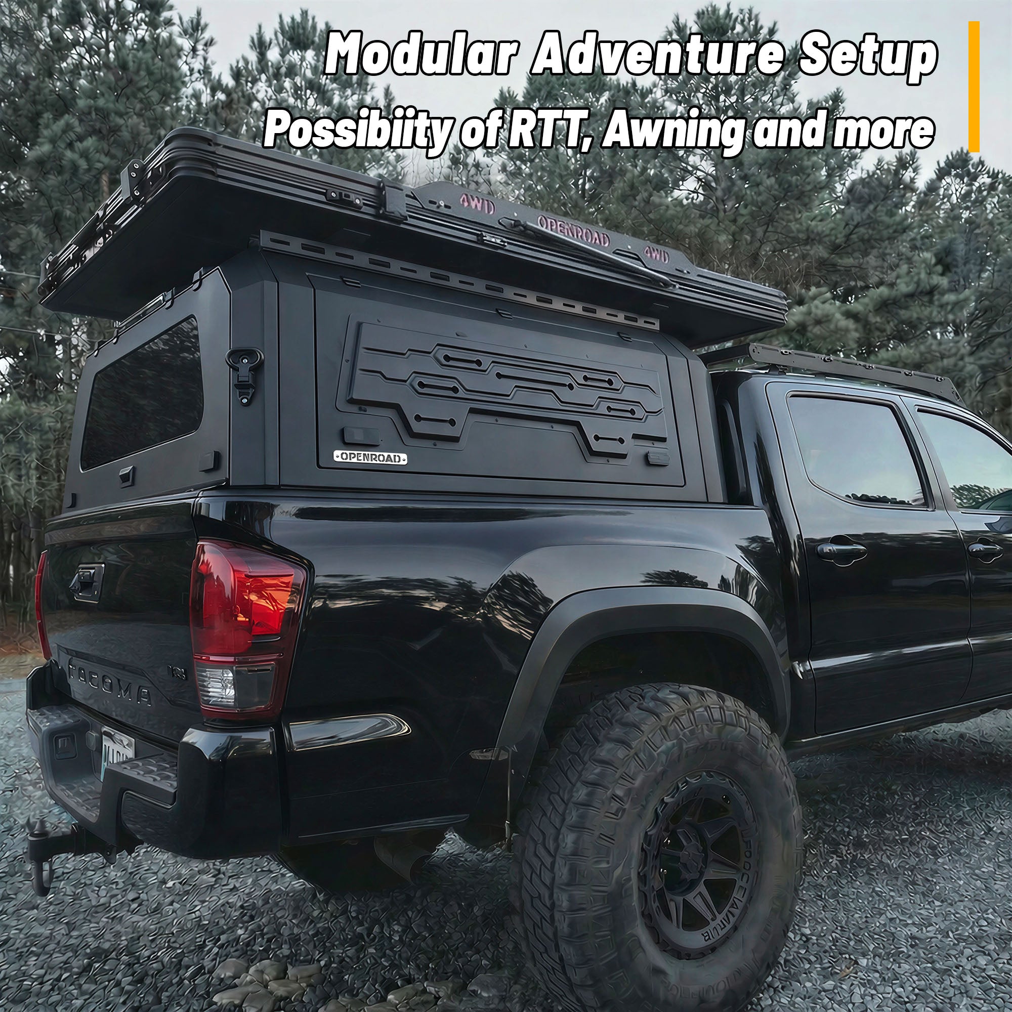 OPENROAD Aluminum Truck Cap for Toyota Tacoma (2016-2023) – 6ft Bed Openroad4wd