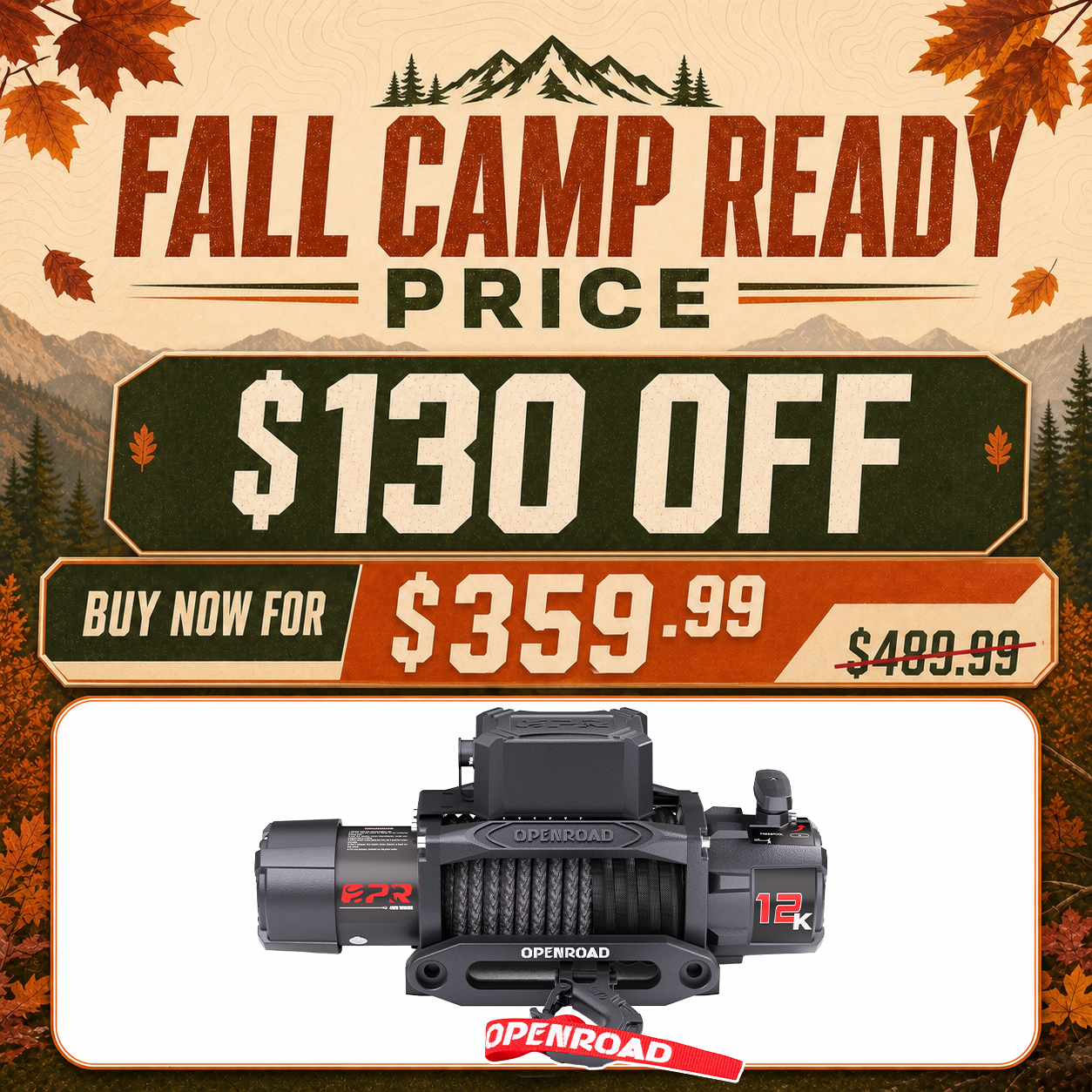 OPENROAD 12,000lbs Electric Winch with Synthetic Rope-Panther Series 3S winch Openroad4wd