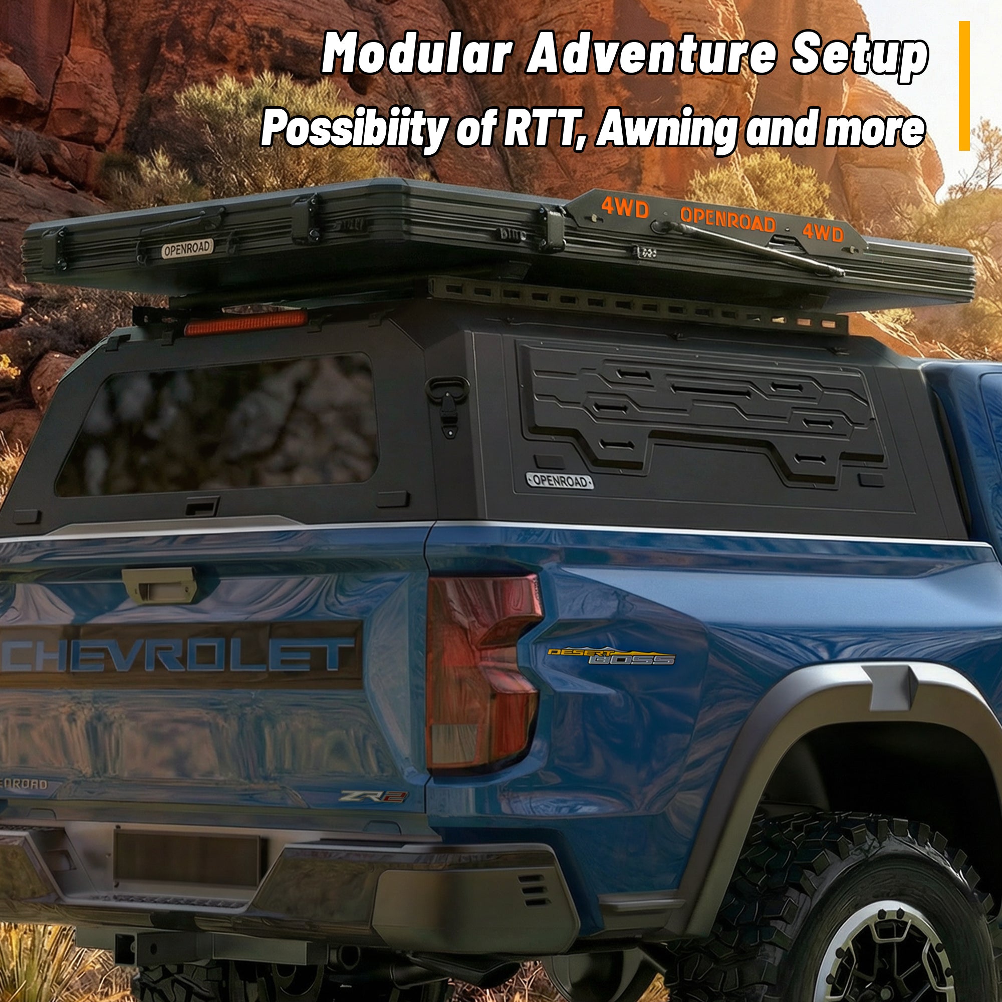 OPENROAD Aluminum Truck Cap for Chevy Colorado/GMC Canyon (2023-2026) – 5ft Bed Openroad4wd