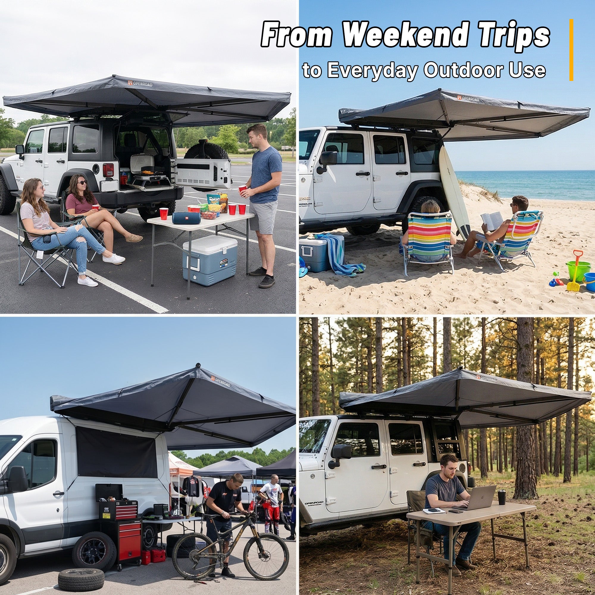 Best 270° Free Standing Camping Awning for SUV & Car - Openroad4wd