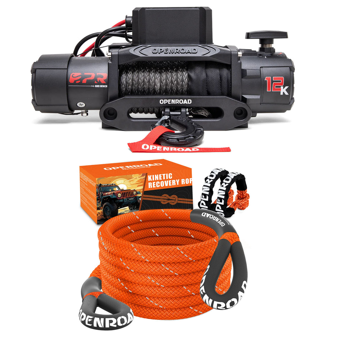 OPENROAD 12,000lbs Winch with Synthetic Rope-Panther Series 3S  Openroad4wd 12K Winch with Kinetic Rope  