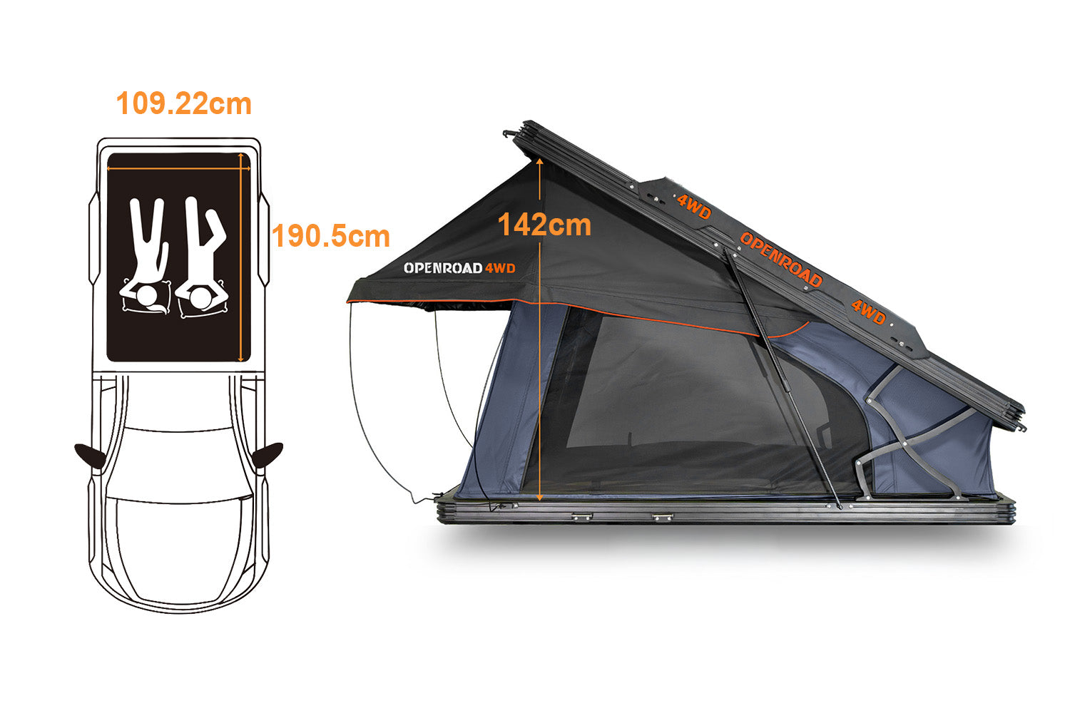 OPENROAD Aluminum Hard Shell Roof Top Tent-PeakRoof LT V2 Series openroad4wd.com