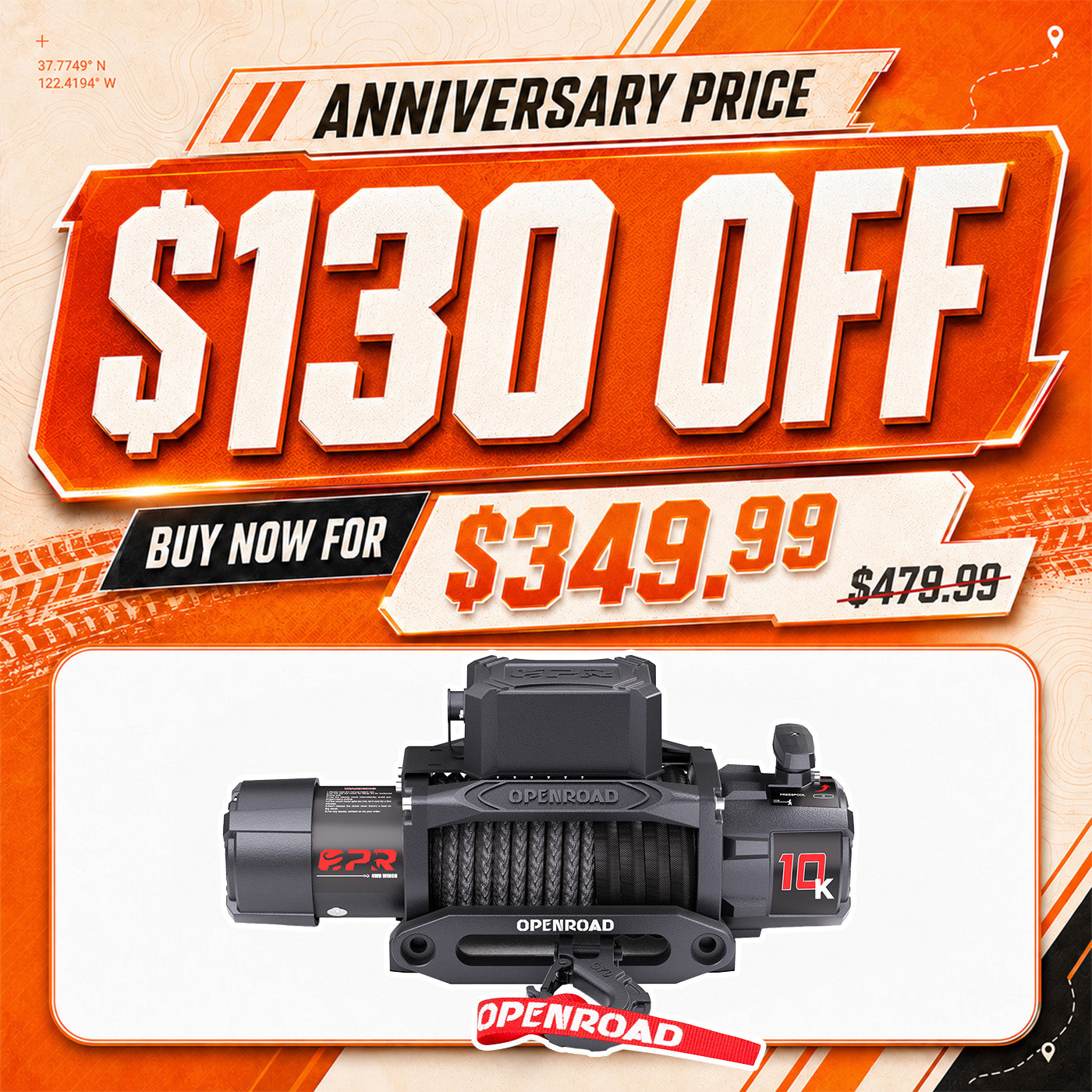 OPENROAD 10,000lbs Electric Winch with Synthetic Rope-Panther Series 3S