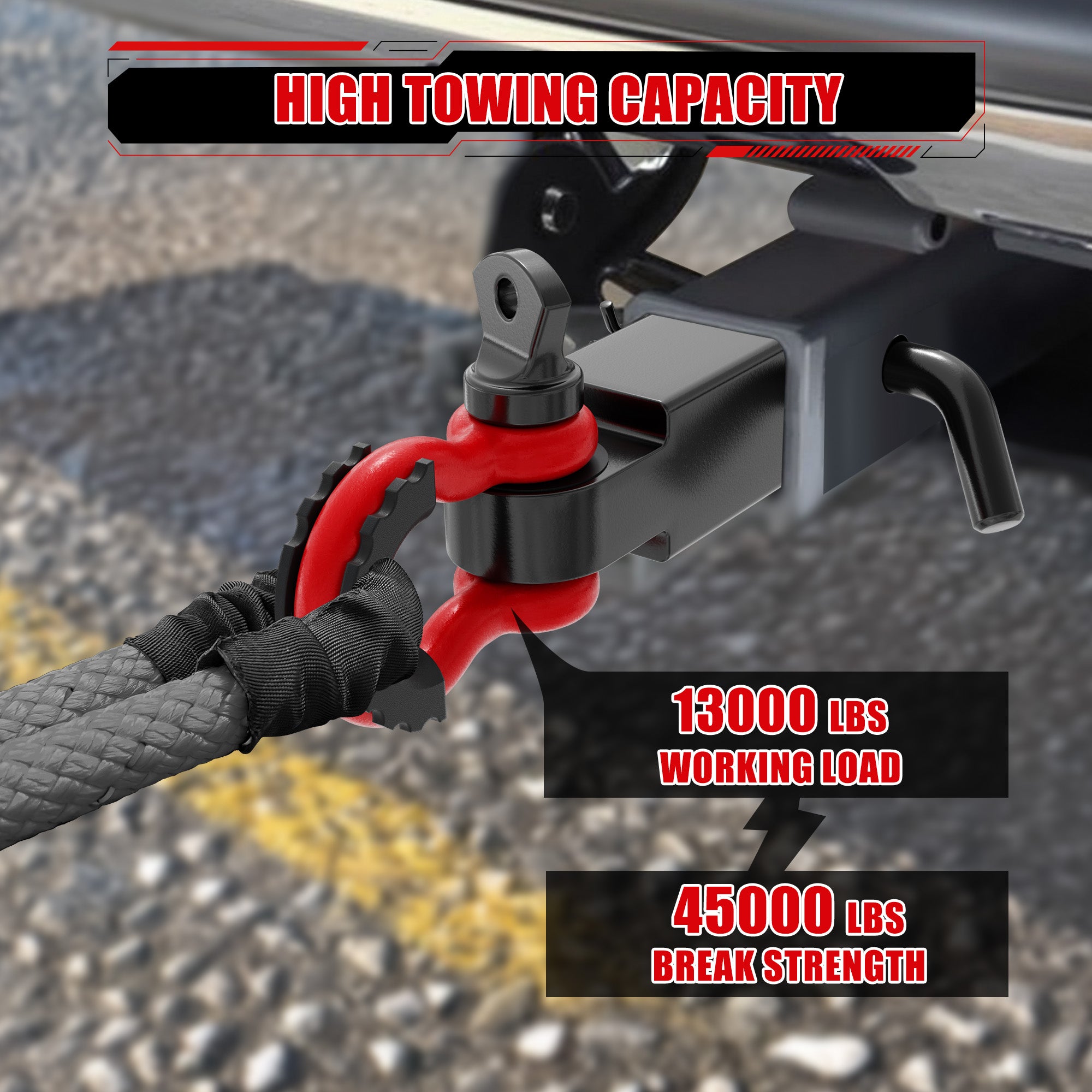 2" Universal Shackle Hitch Receiver with 3/4'' D Ring Shackle Openroad4wd