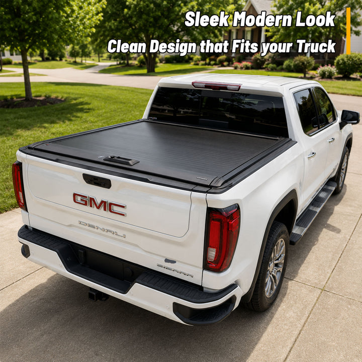 OPENROAD Aluminum Retractable Tonneau Cover for Chevy Silverado / Sierra 1500 (2019–2026) 5.8ft With Handle Openroad4wd