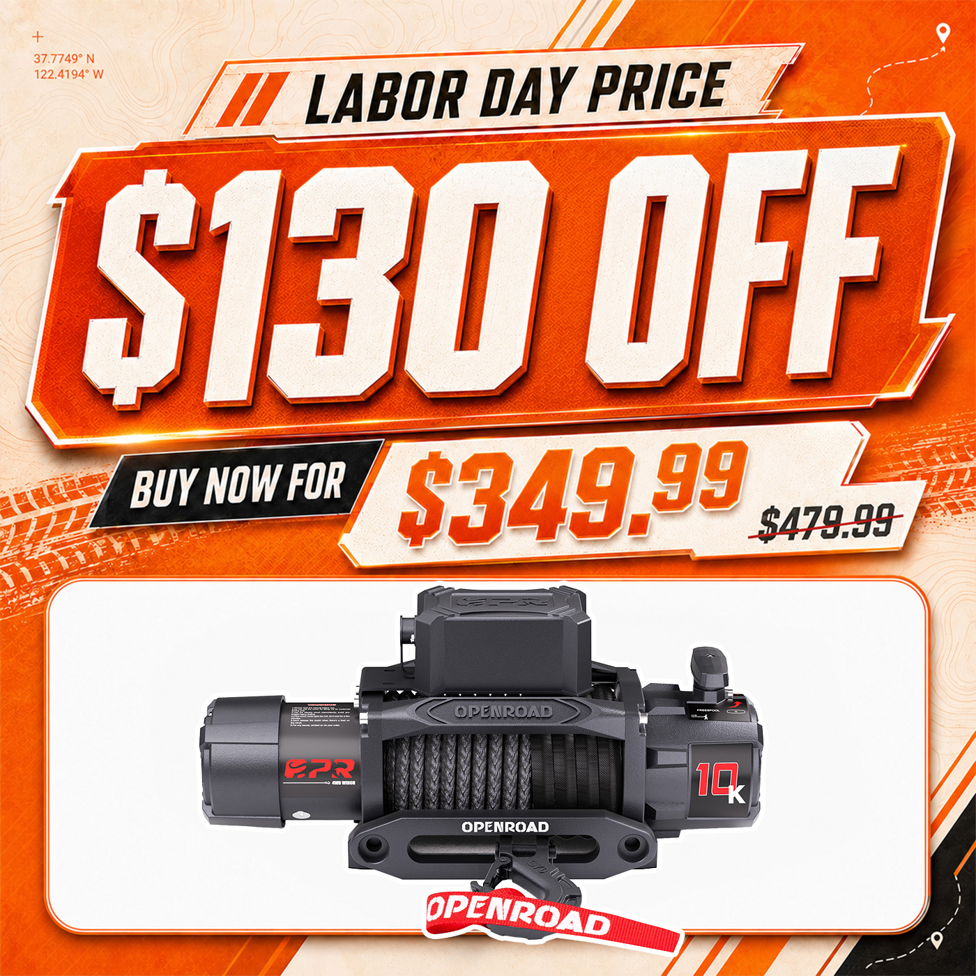 OPENROAD 10,000lbs Electric Winch with Synthetic Rope-Panther Series 3S Openroad4wd