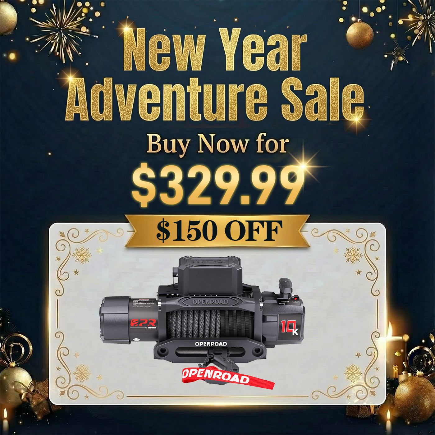 OPENROAD 10,000lbs Electric Winch with Synthetic Rope-Panther Series 3S