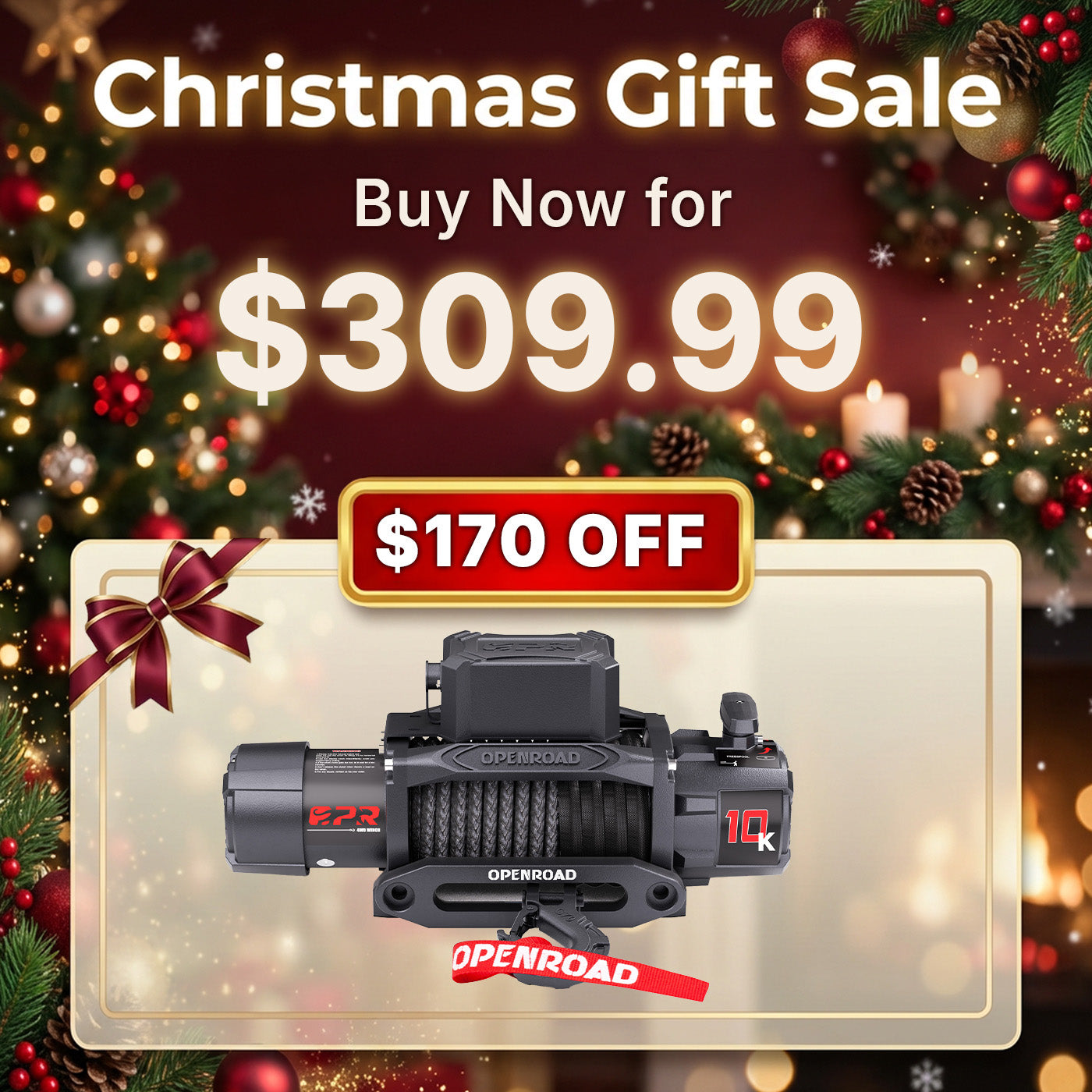 OPENROAD 10,000lbs Electric Winch with Synthetic Rope-Panther Series 3S Openroad4wd