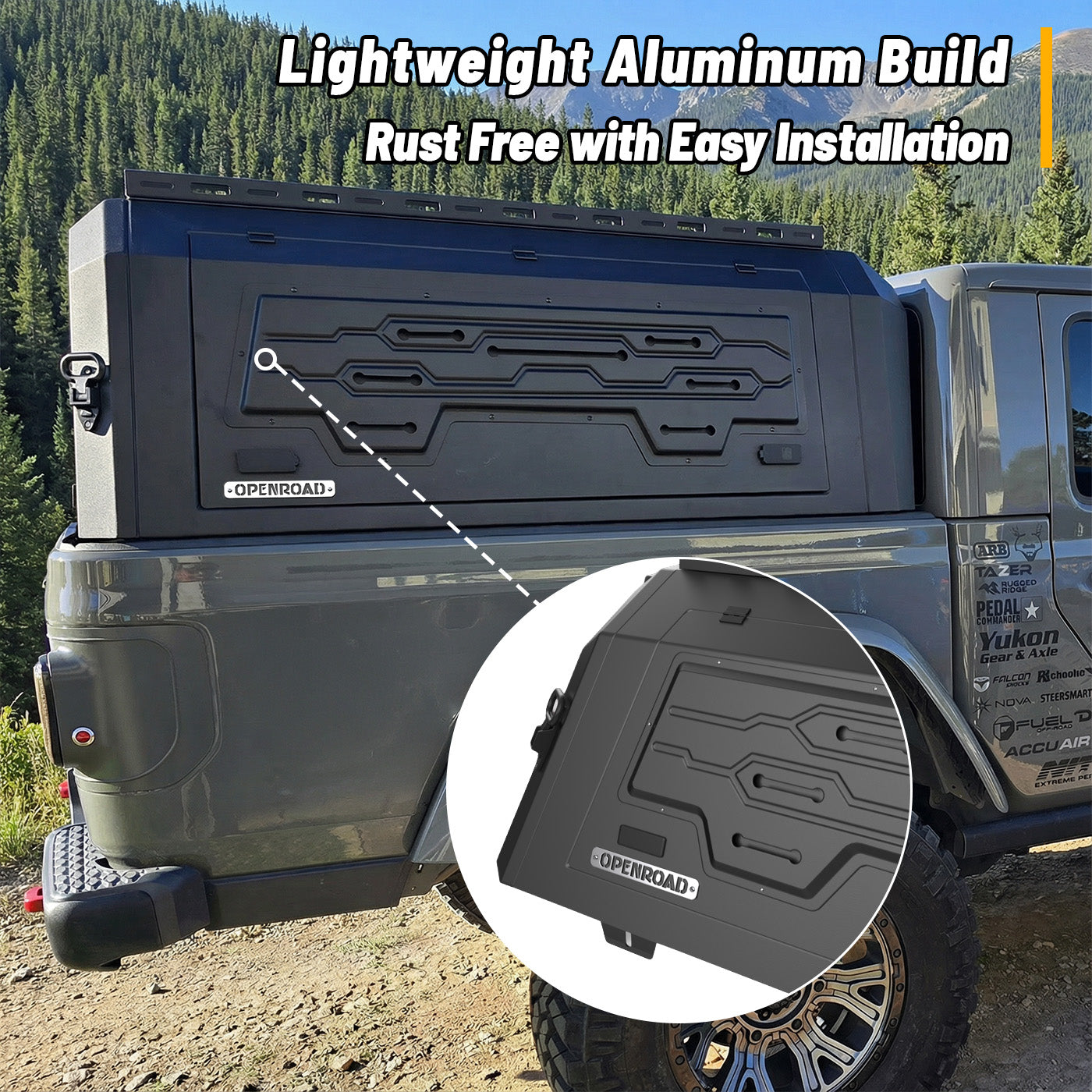 OPENROAD Aluminum Truck Cap with Three-Color Light