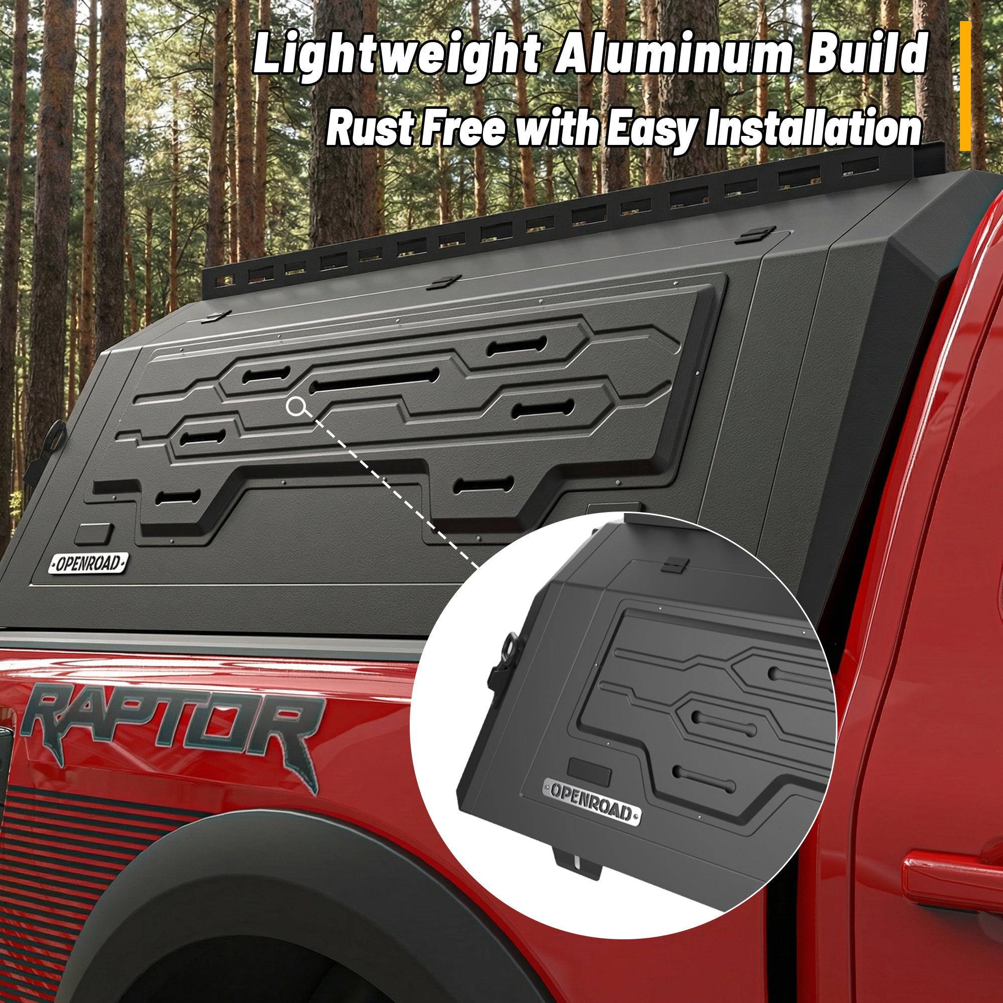 OPENROAD Aluminum Truck Cap for Ford F-150 (2021-2026) – 5.7ft Bed Openroad4wd