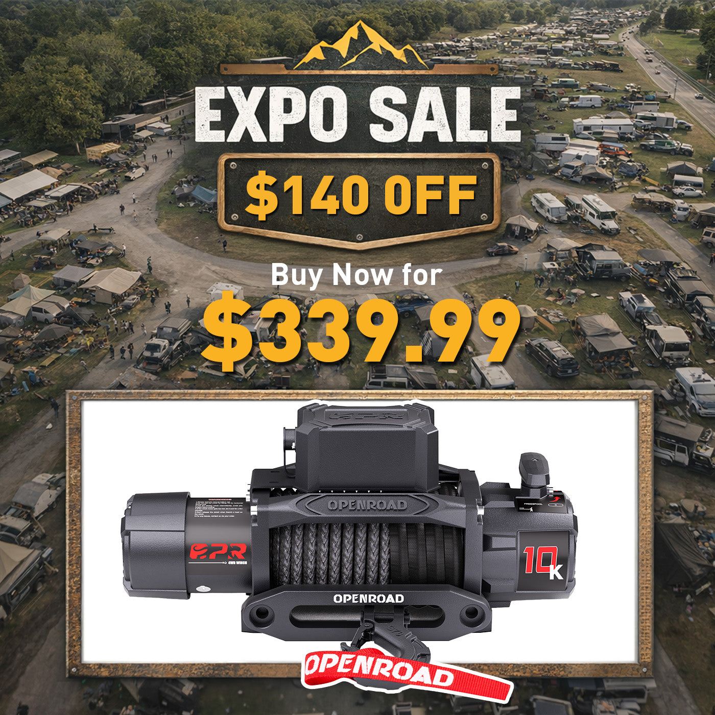 OPENROAD 10,000lbs Electric Winch with Synthetic Rope-Panther Series 3S