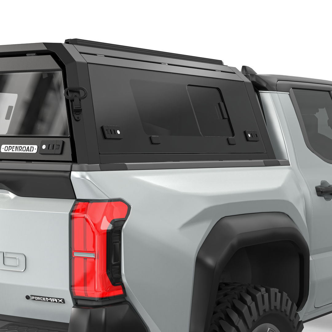 OPENROAD Sliding Glass Side Truck Cap for Toyota Tacoma (2024-2026) – 5ft Bed Openroad4wd