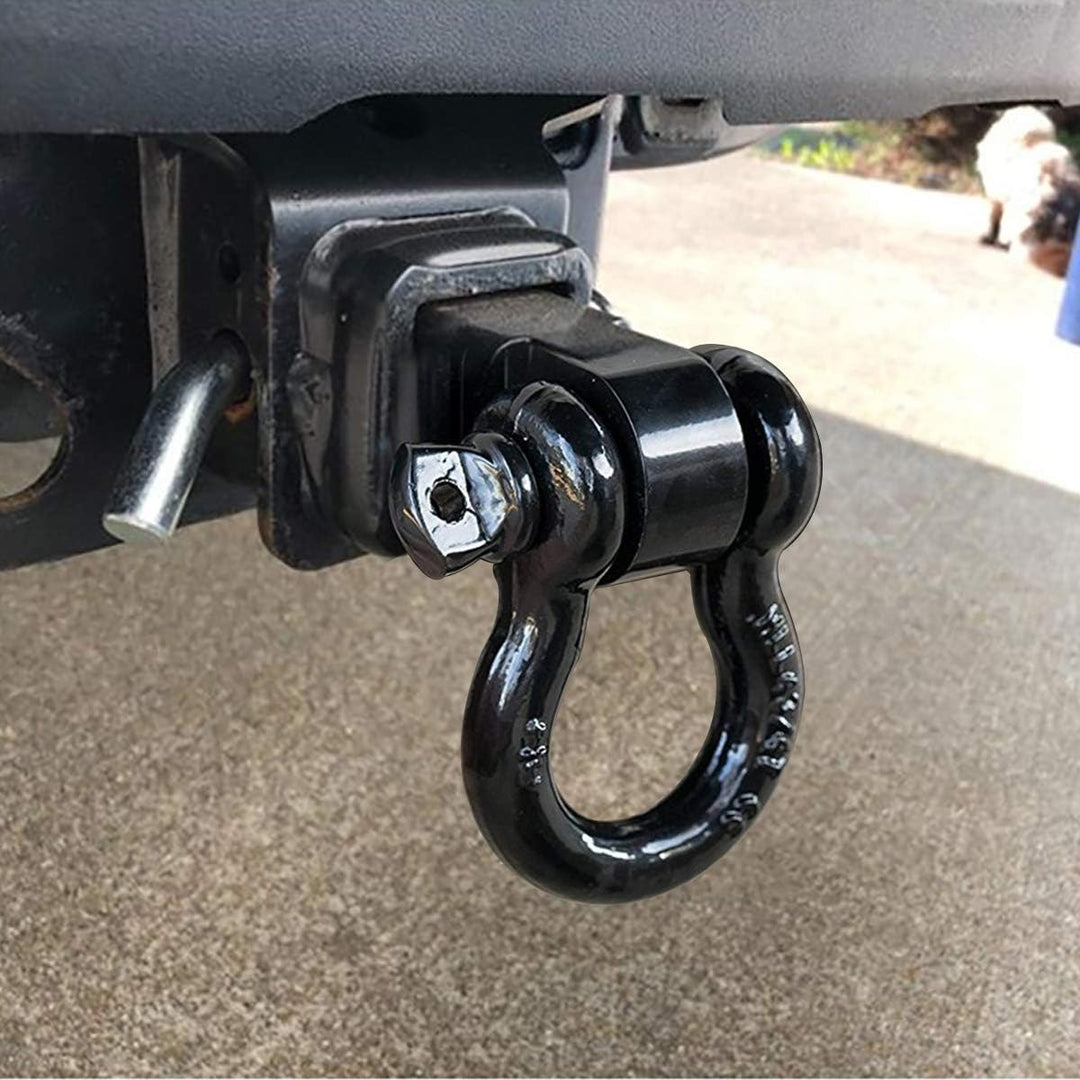 2" Universal Shackle Hitch Receiver with 3/4'' D Ring Shackle, Black Powder Coated, 41850 Lbs Break Strength Openroad4wd